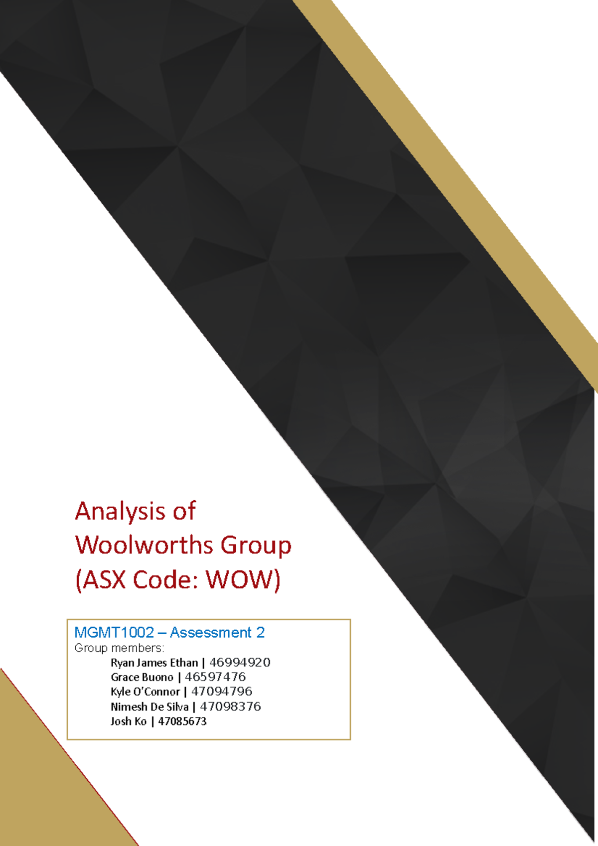 MGMT1002 Assessment 2 Final - MGMT1002 - MQ - Studocu