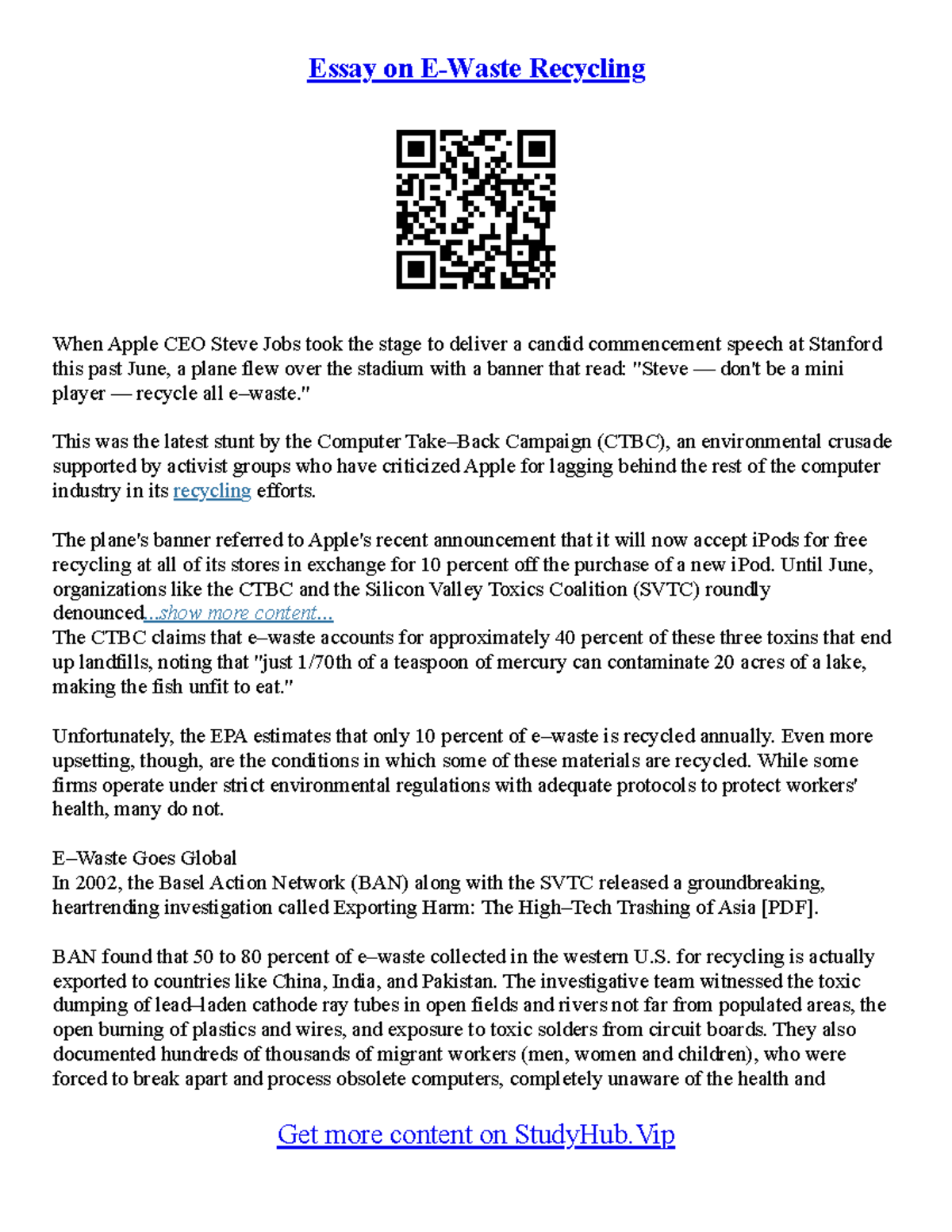 the e waste problem a case study of apple