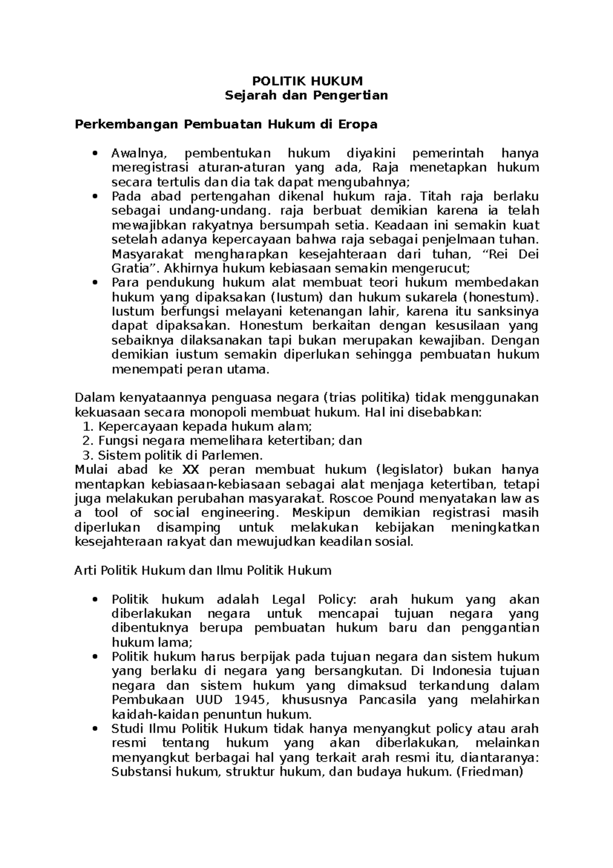 Politik Hukum - Kelas A - Pertemuan Kedua (Sejarah Dan Pengertian ...