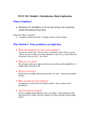 Cheat Sheet Statistics Business Decision part 1 - STAT 101 - UPENN ...