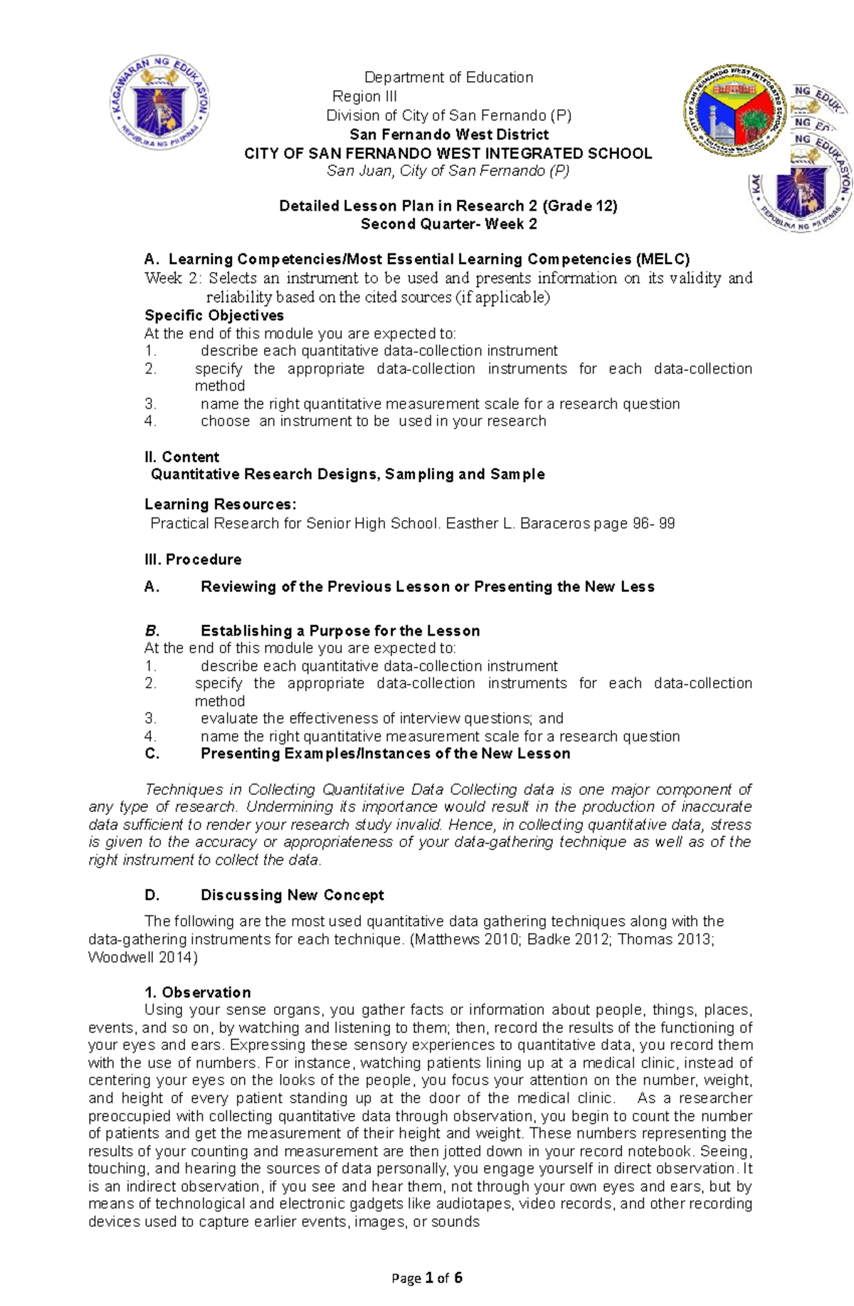 Z Q 2 WEEK 2 DLP Research 2 - Department of Education Region III ...