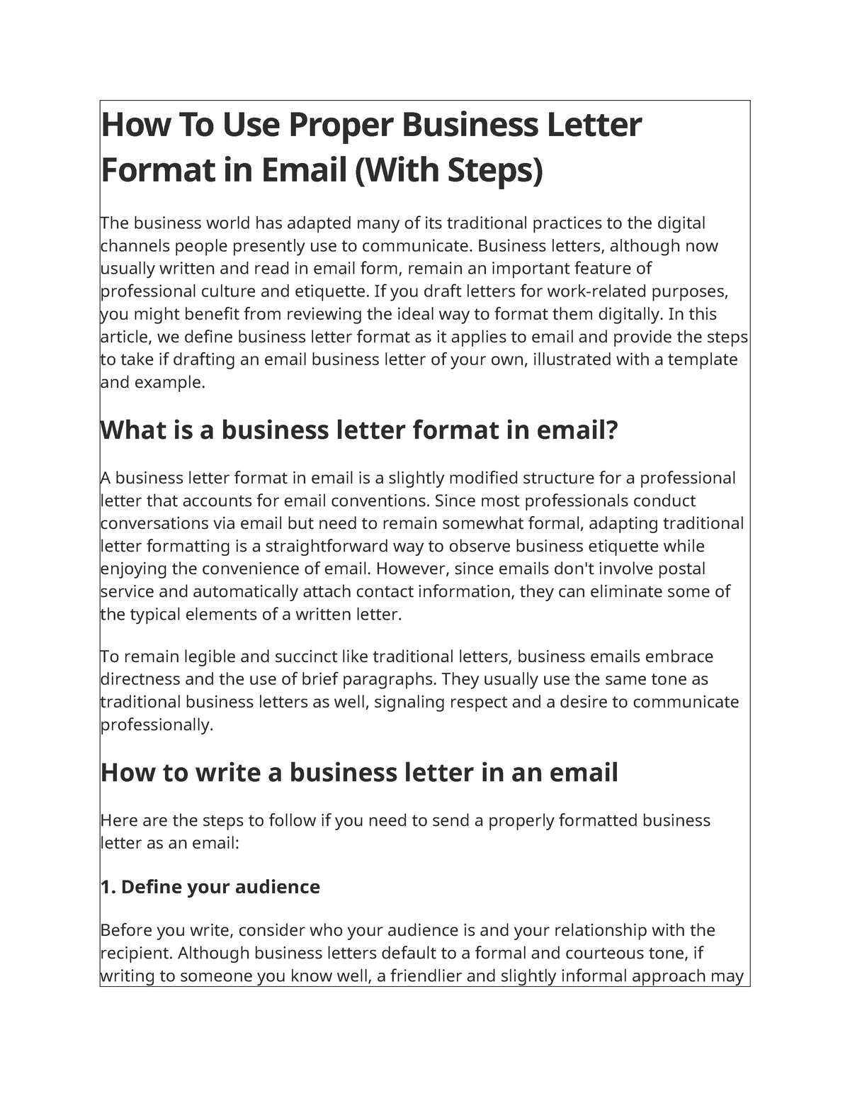 How To Use Proper Business Letter Format in Email - Business letters ...