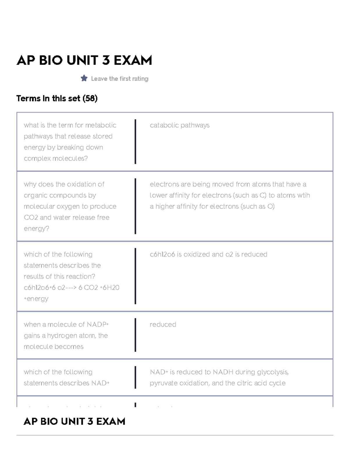 AP BIO UNIT 3 EXAM Flashcards Quizlet AP BIO UNIT 3 EXAM Leave the