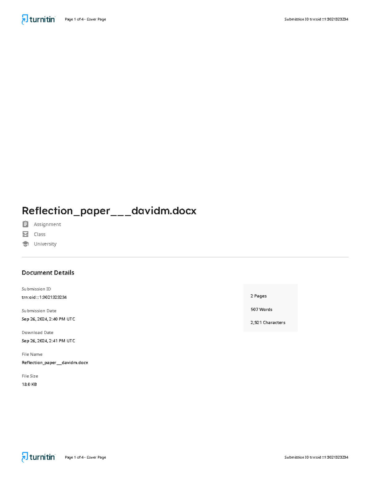 AI-Reflection paper davidm - University Class Assignment Reflection ...