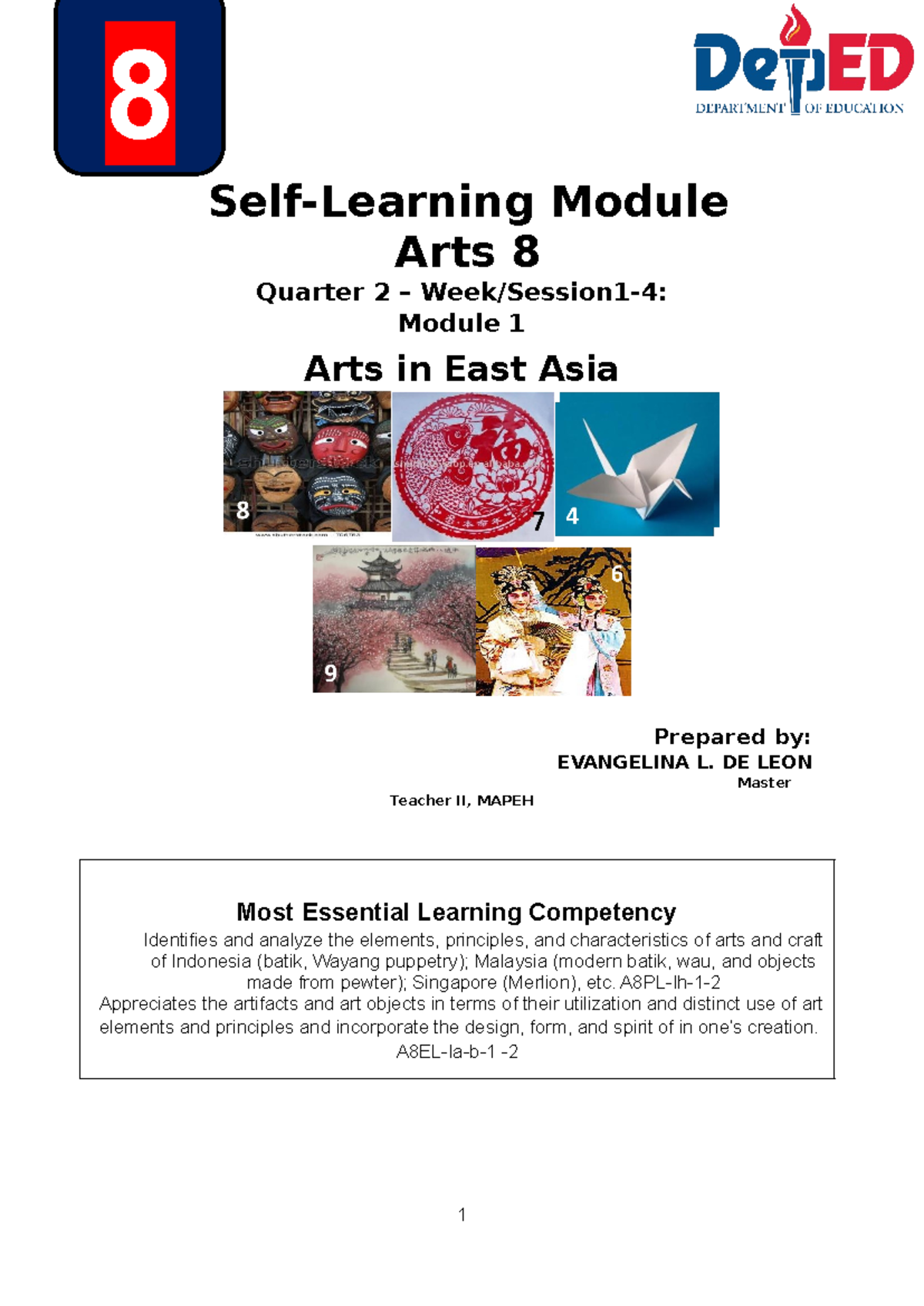 SLM ARTS 8 Q2 M 1 4 W1 - it is for my 2nd quarter periodical exam - 8 ...