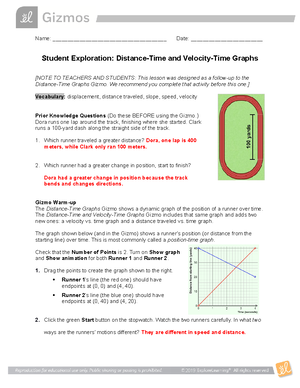 Student Exploration_ Distance-Time and Velocity-Time Graphs Gizmo, Assignments Physics