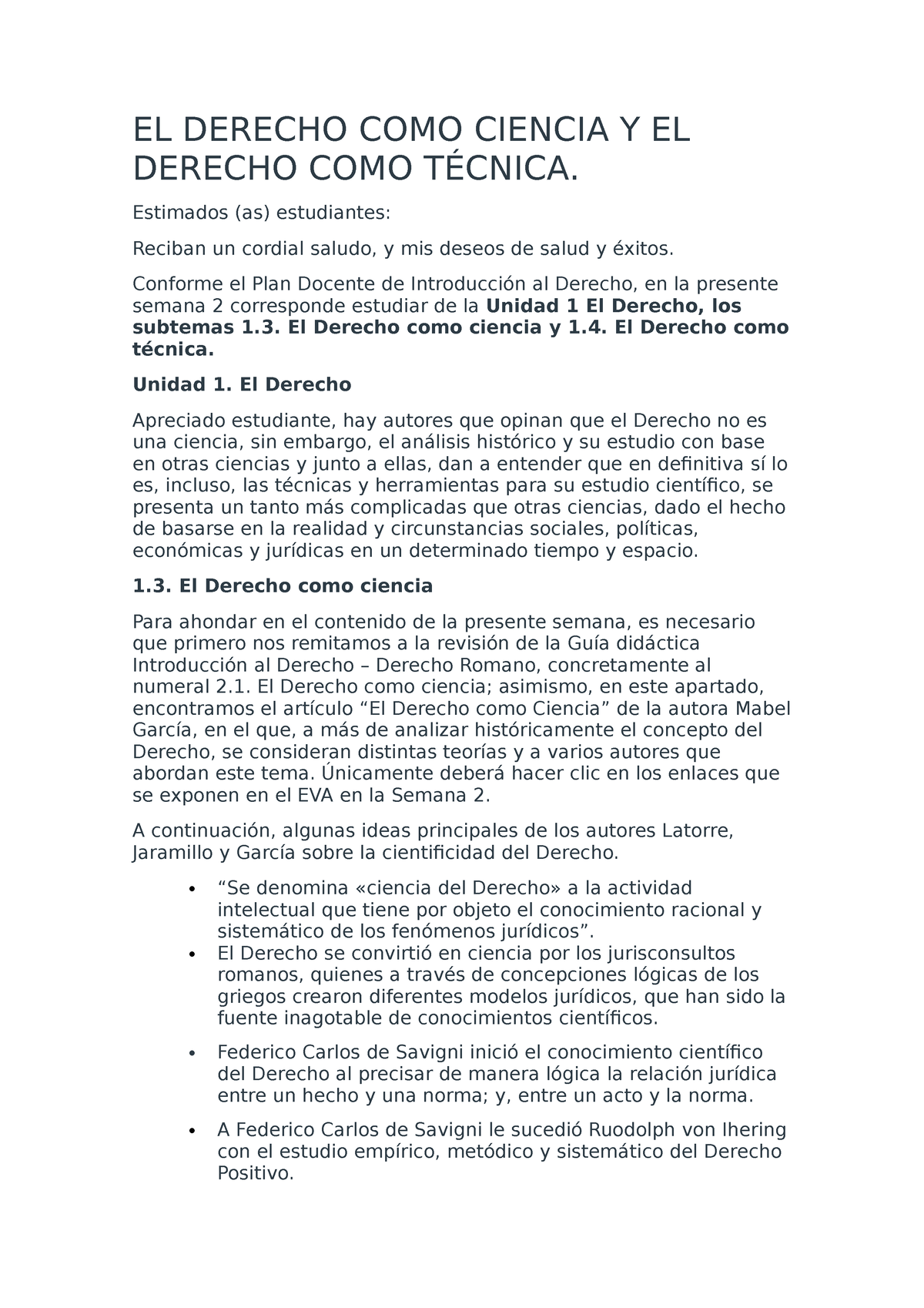 El Derecho Como Ciencia Y El Derecho Como Técnica El Derecho Como Ciencia Y El Derecho Como