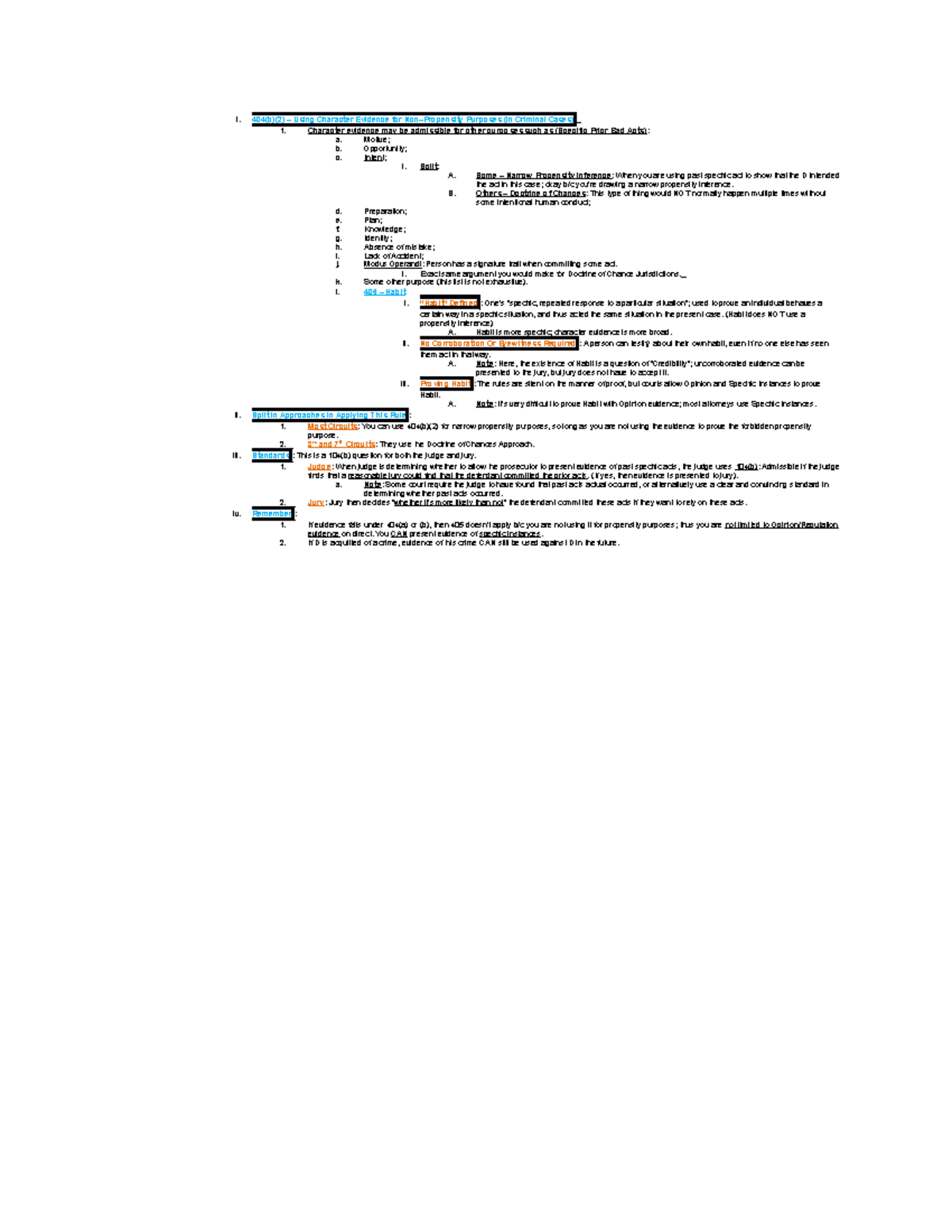 FRE 404(b) - FRE 404(b)(2) - I. 404(b)(2) – Using Character Evidence ...