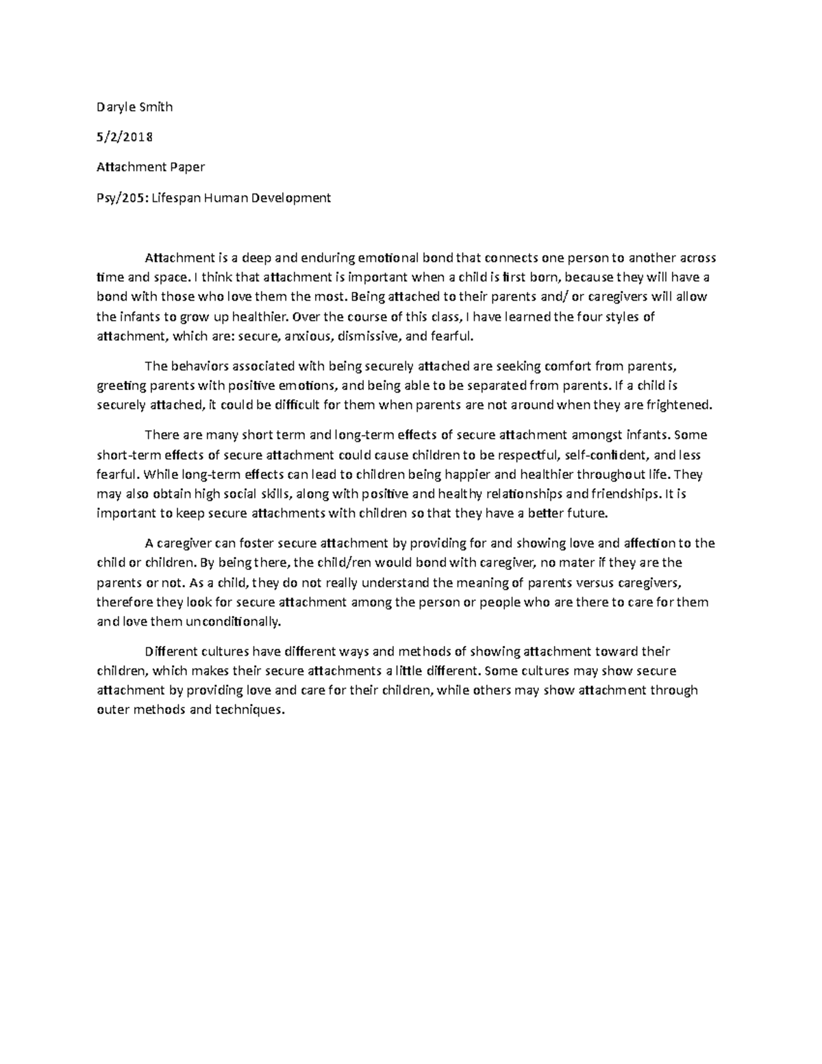 Attahcment Paper - Grade: B+ - Daryle Smith 5/2/2018 Attachment Paper ...