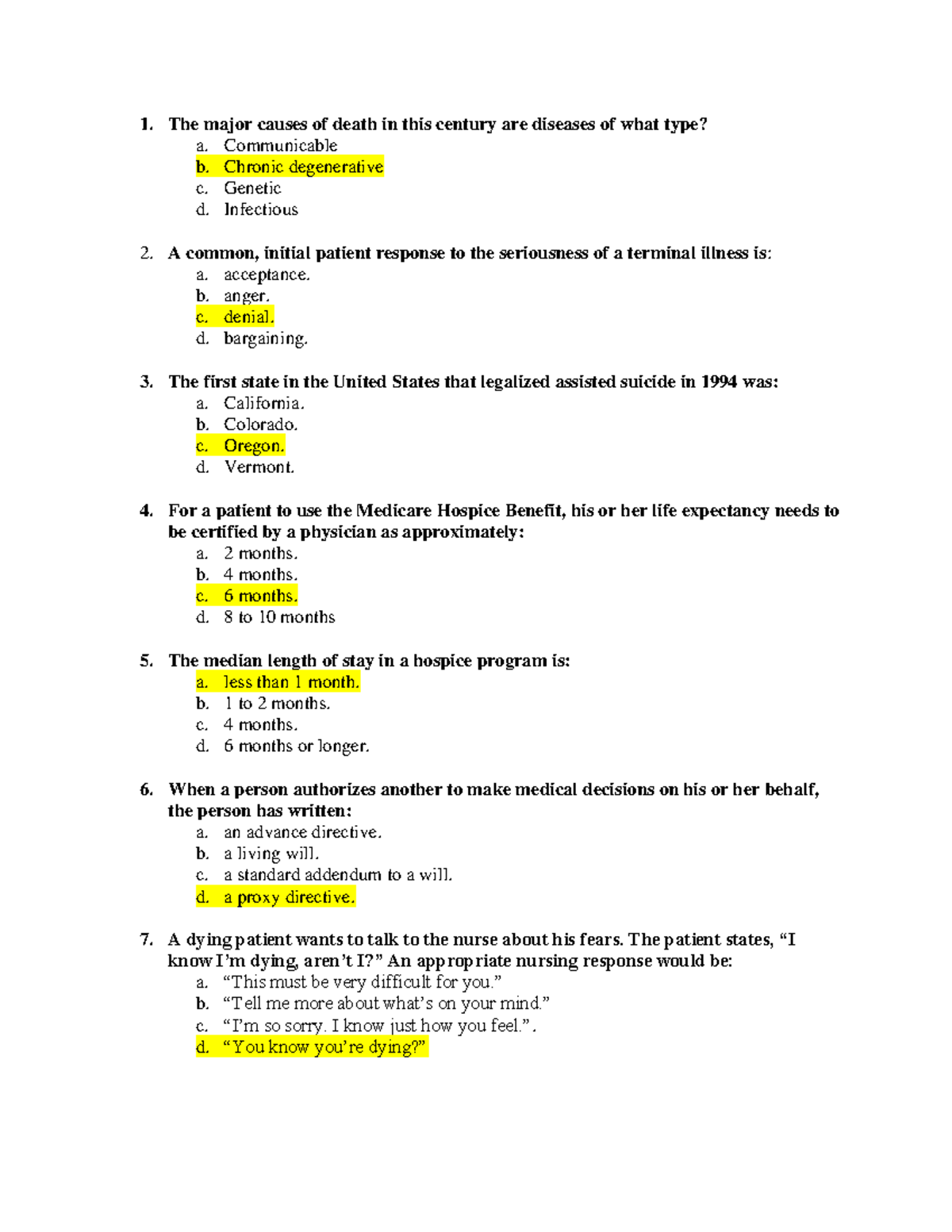 End of life Care - The major causes of death in this century are ...