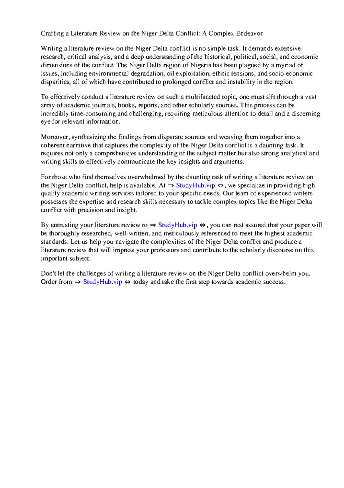 Literature Review On Niger Delta Conflict - Crafting a Literature ...