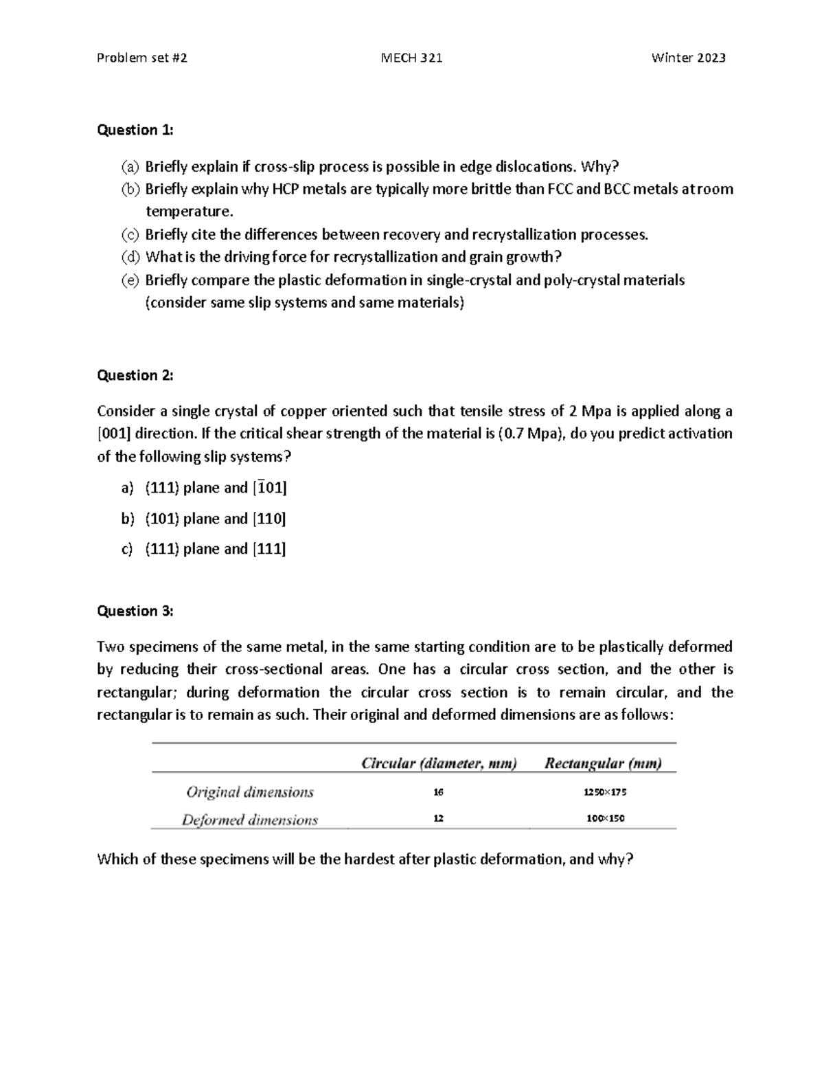 Practice Problem 2 Problem Set 2 MECH 321 Winter 2023 Question 1 A   Thumb 1200 1553 