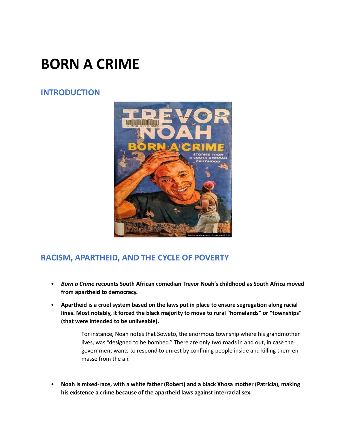 BORN A Crime - A summary of important themes from Trevor Noah's memoir ...