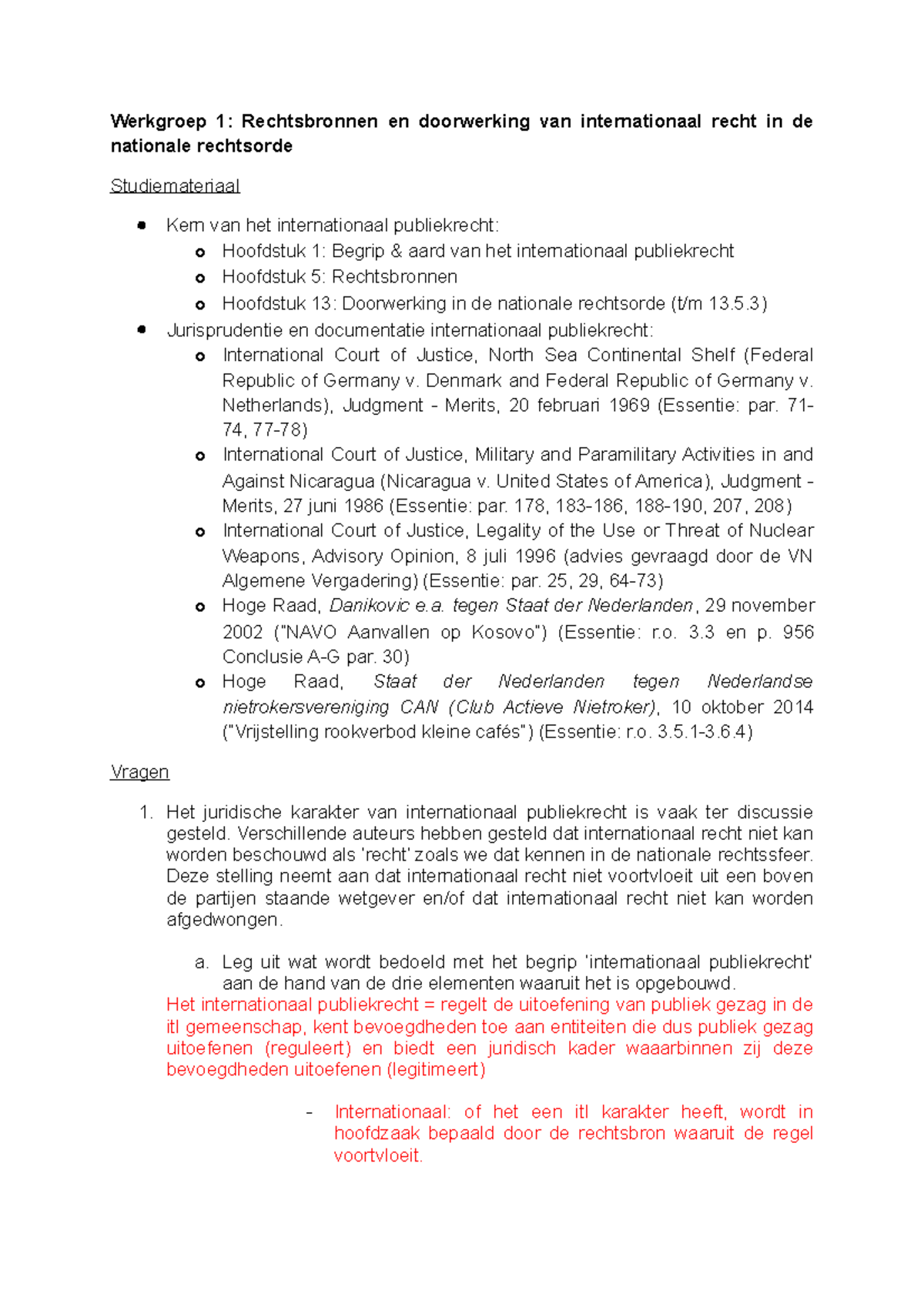 IPR W1 - Intl Pr Week 1 - Werkgroep 1: Rechtsbronnen En Doorwerking Van ...