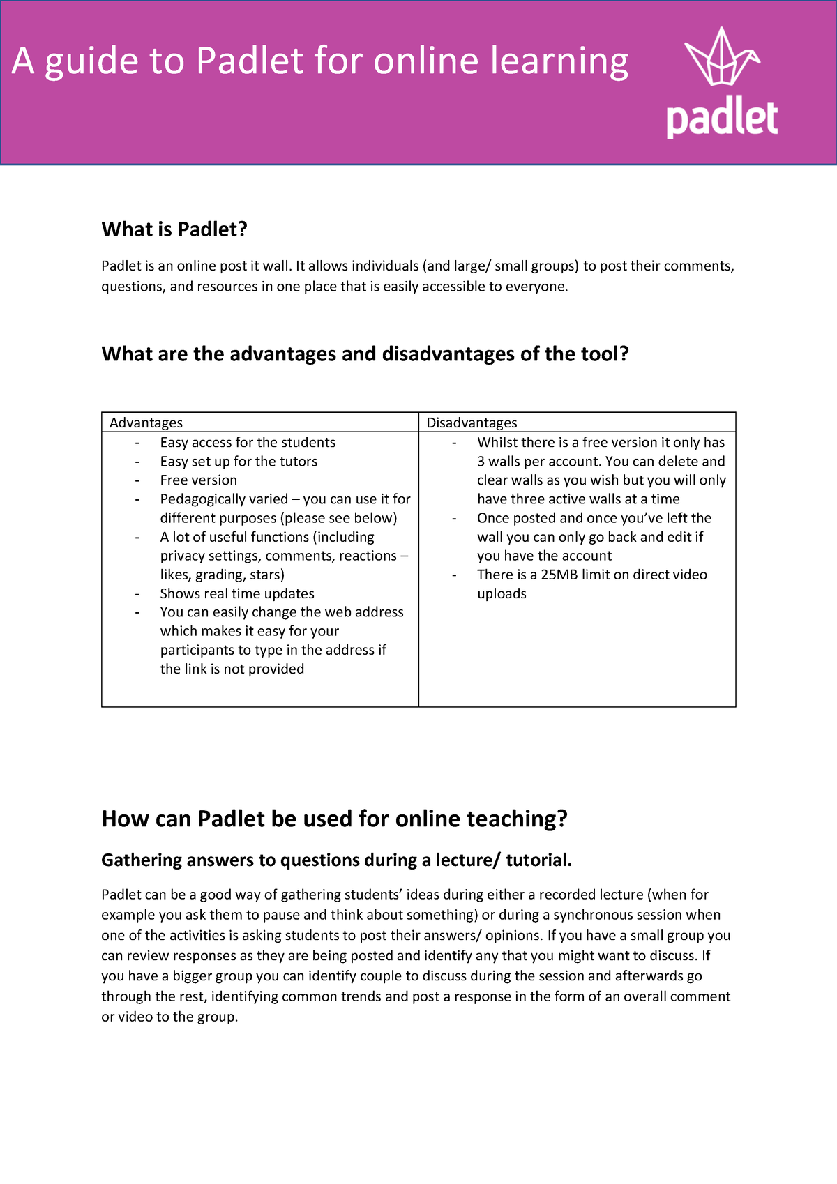 Padlet For Online Teaching And Learning What Is Padlet Padlet Is An Online Post It Wall It 7361