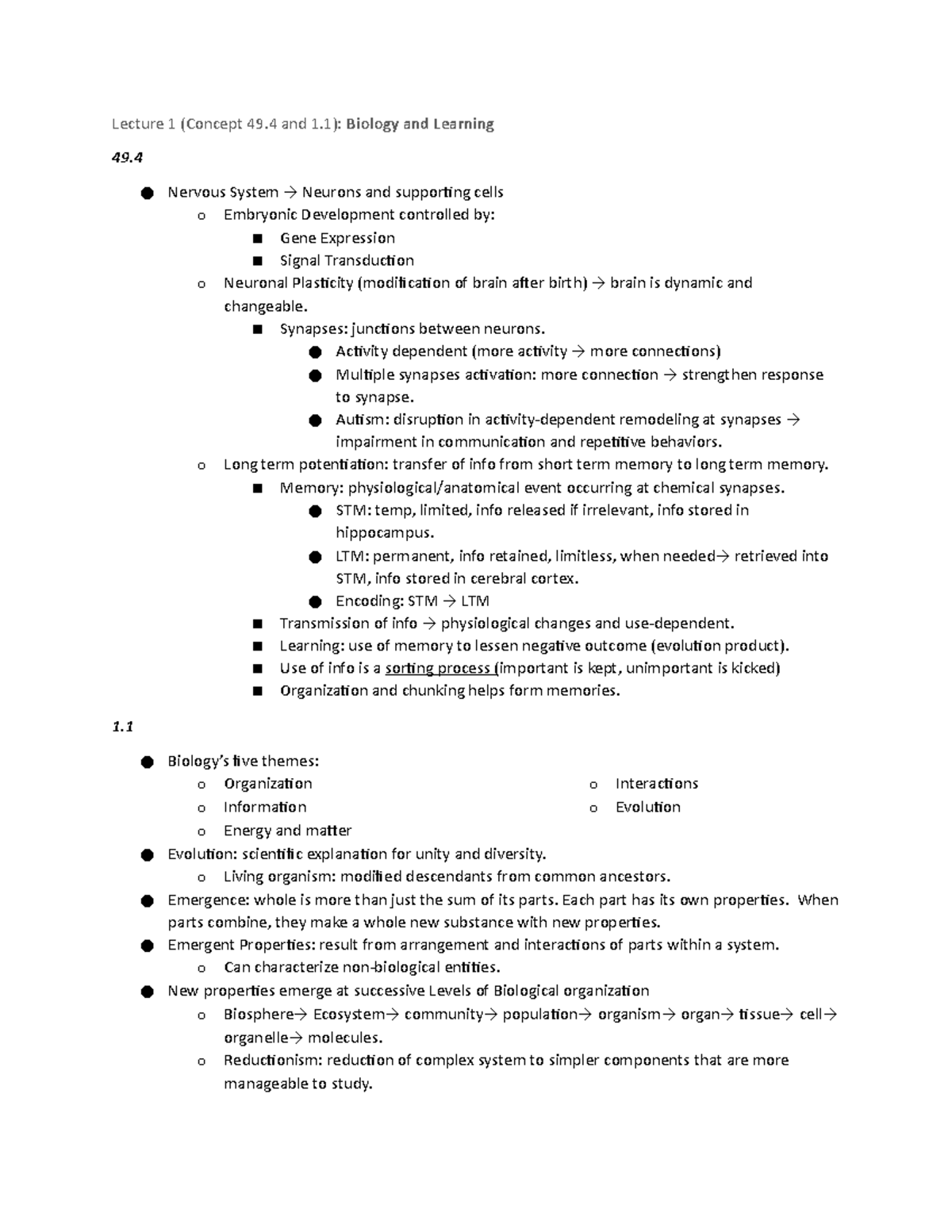 Lecture 1 Lecture 1 Concept 49 And 1 Biology And Learning 49