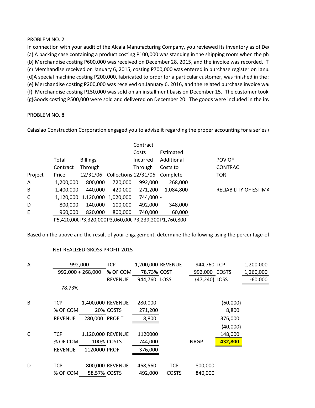 Group 2 Problem 2 & 8 ( Inventories)-converted - Project Total Contract ...