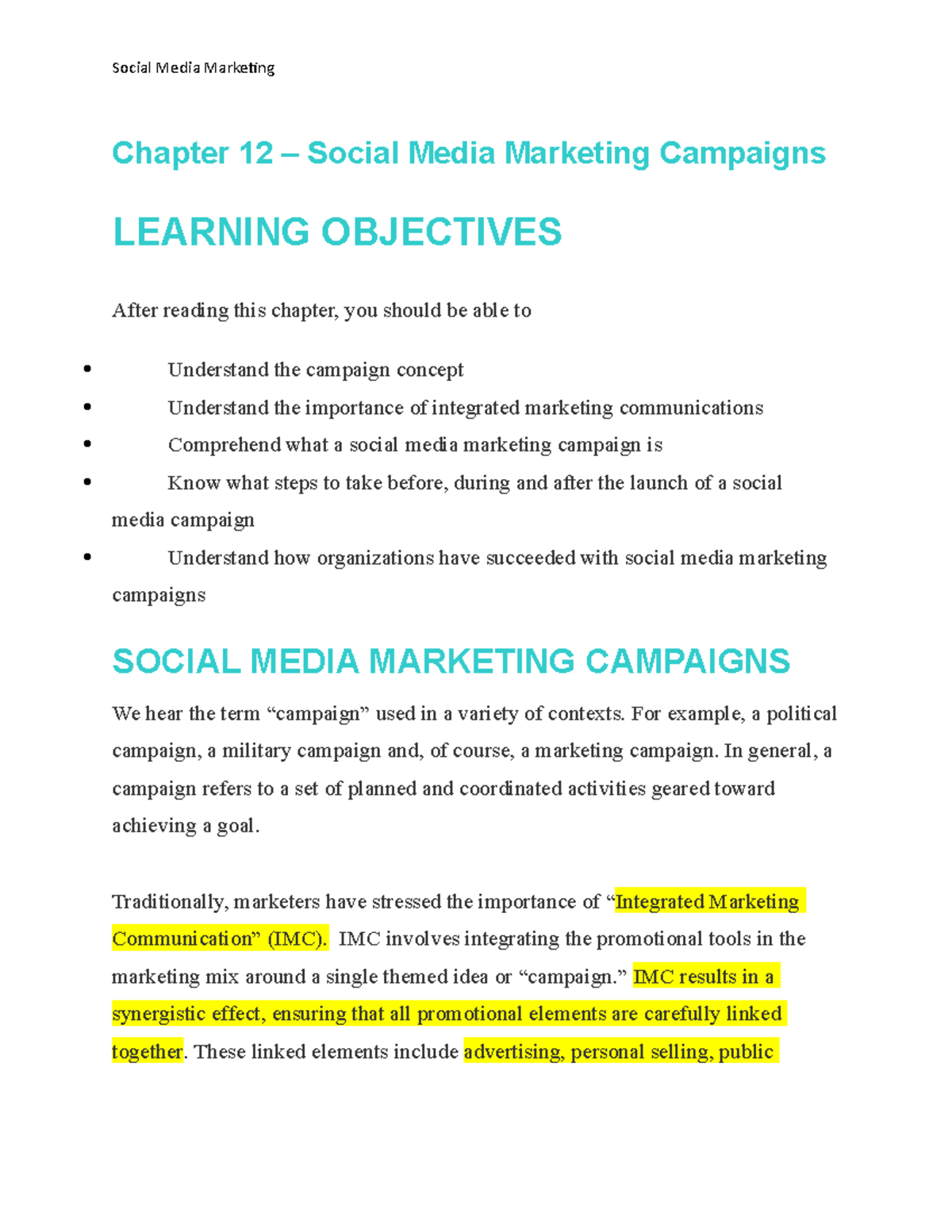 Chapter 12 – Social Media Marketing Campaigns - Social Media Marketing ...