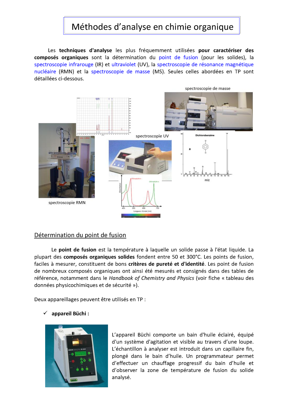 Fiche 8 - Méthodes D'analyse En Chimie Organique - Méthodes D’analyse ...