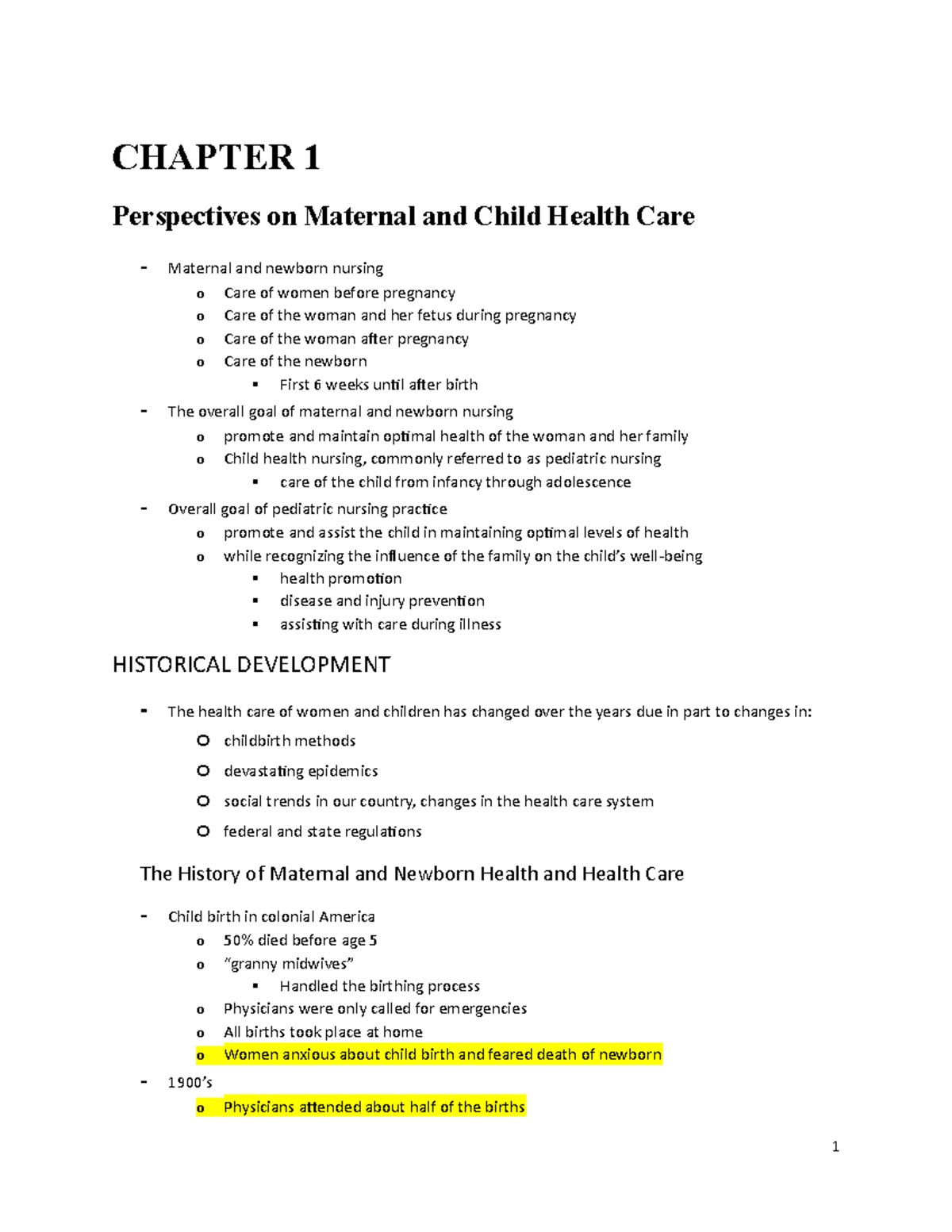 Chapter 1 O B nursing 3 Maternity and Pediatric Nursing CHAPTER 1