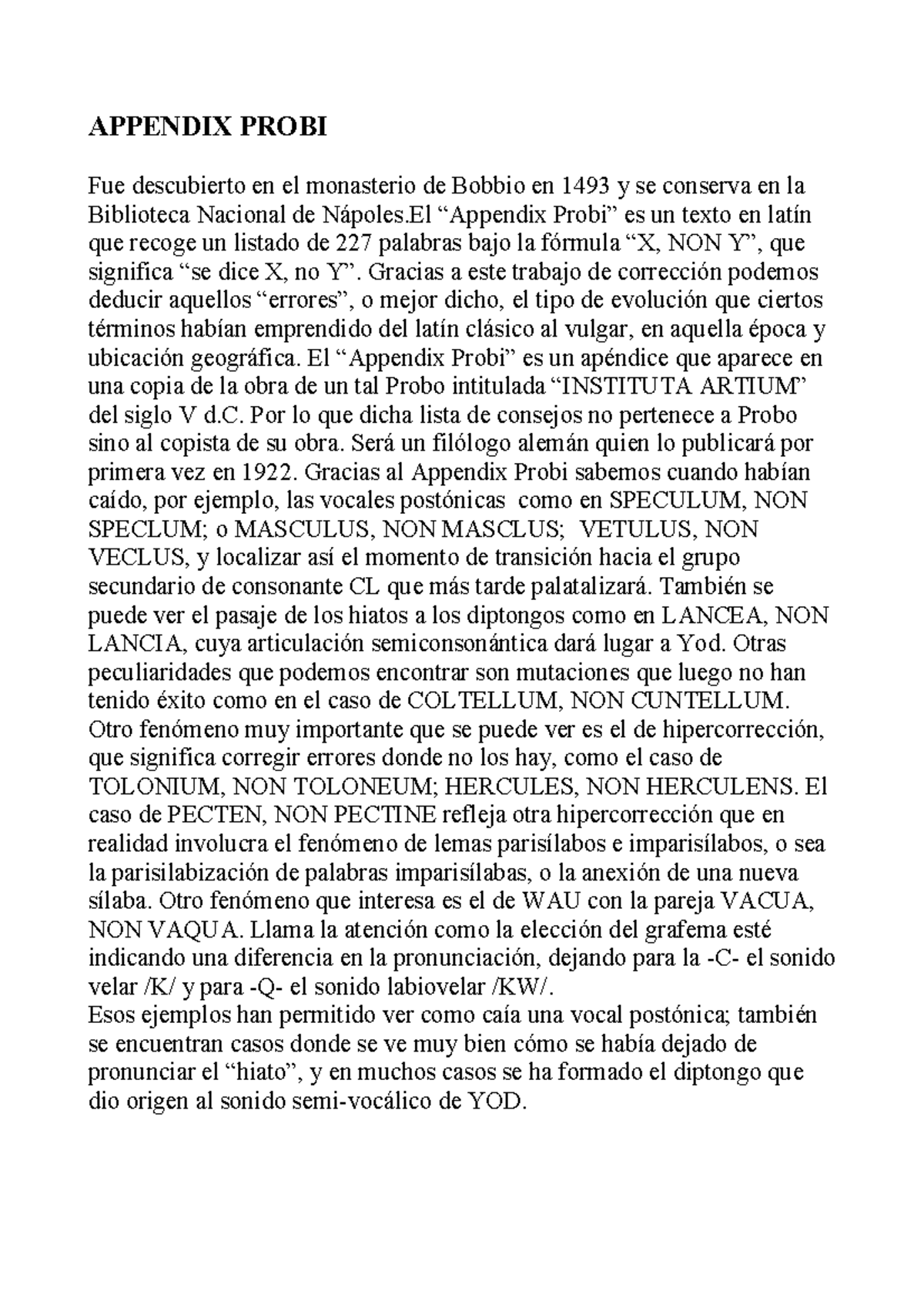 Appendix Probi Risposta APPENDIX PROBI Fue descubierto en el