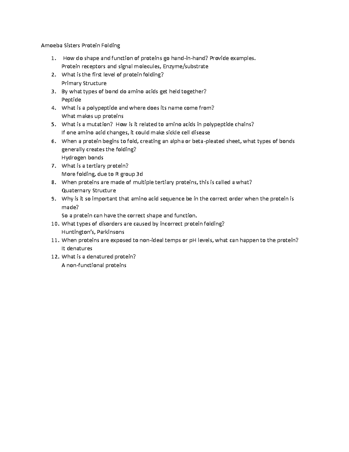 Amoeba Sisters Protein Folding4 How do shape and function of