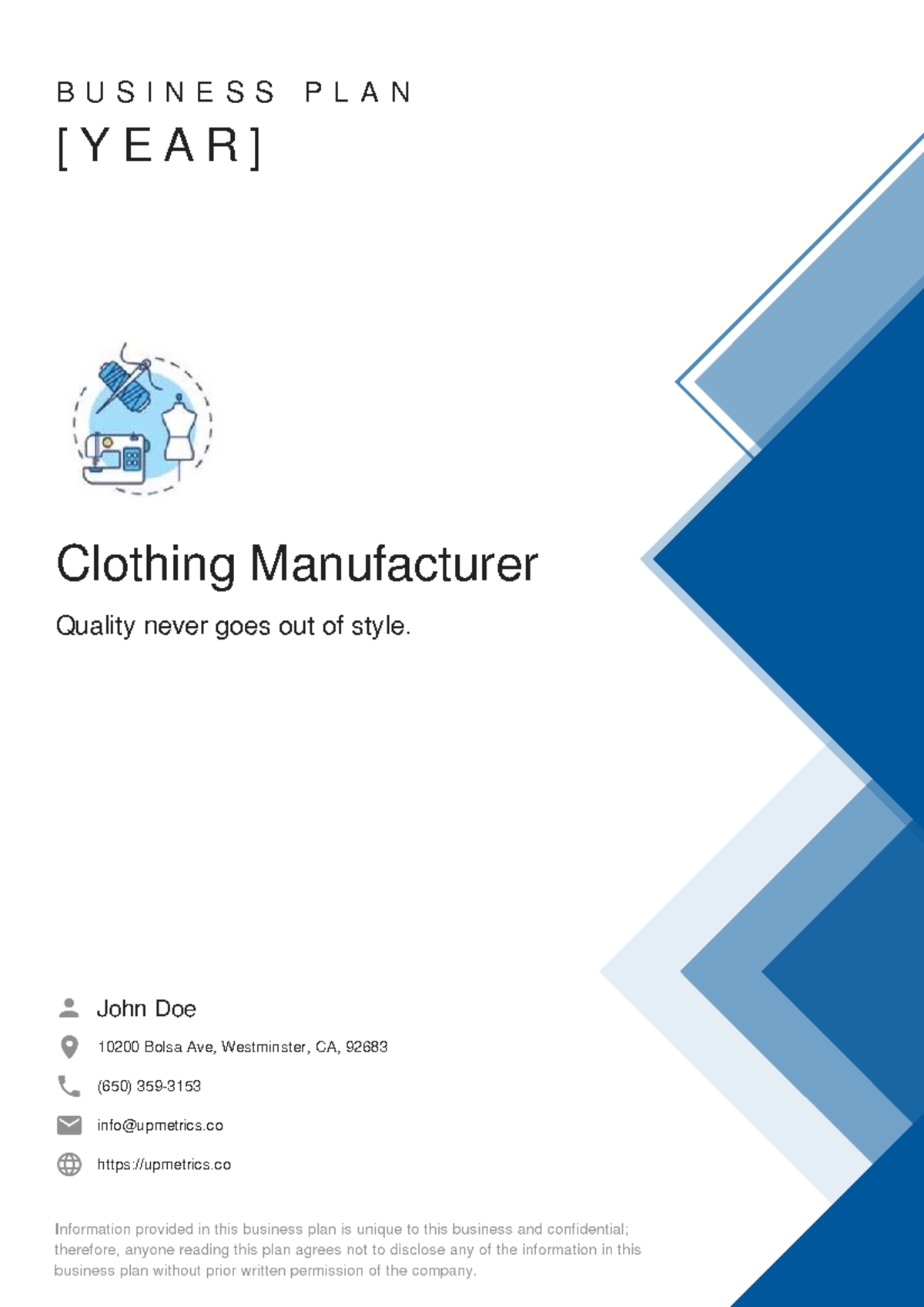 clothing manufacturing business plan pdf