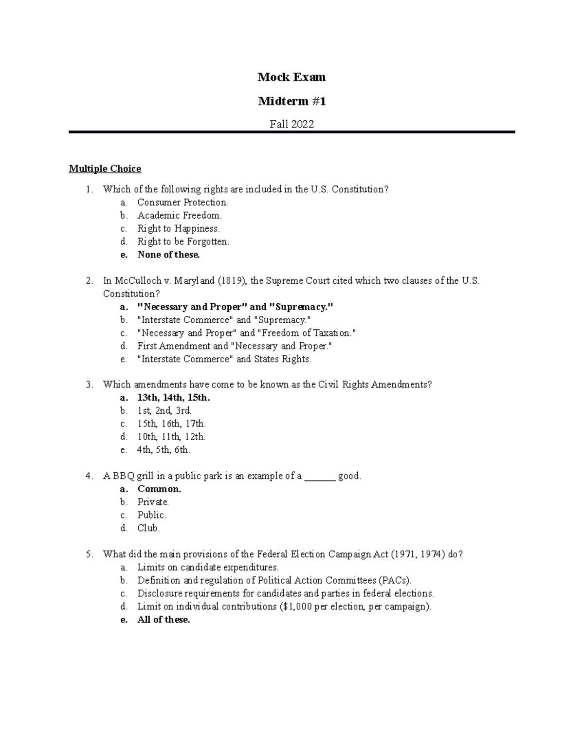 Mock ExamFall 2022 (Midterm 1 KEY) Mock Exam Midterm Fall 2022