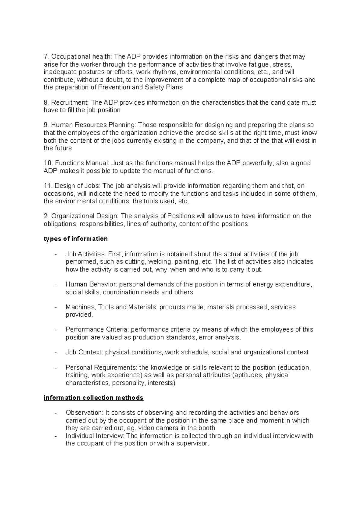 Human resources management 2 - Occupational health: The ADP provides ...
