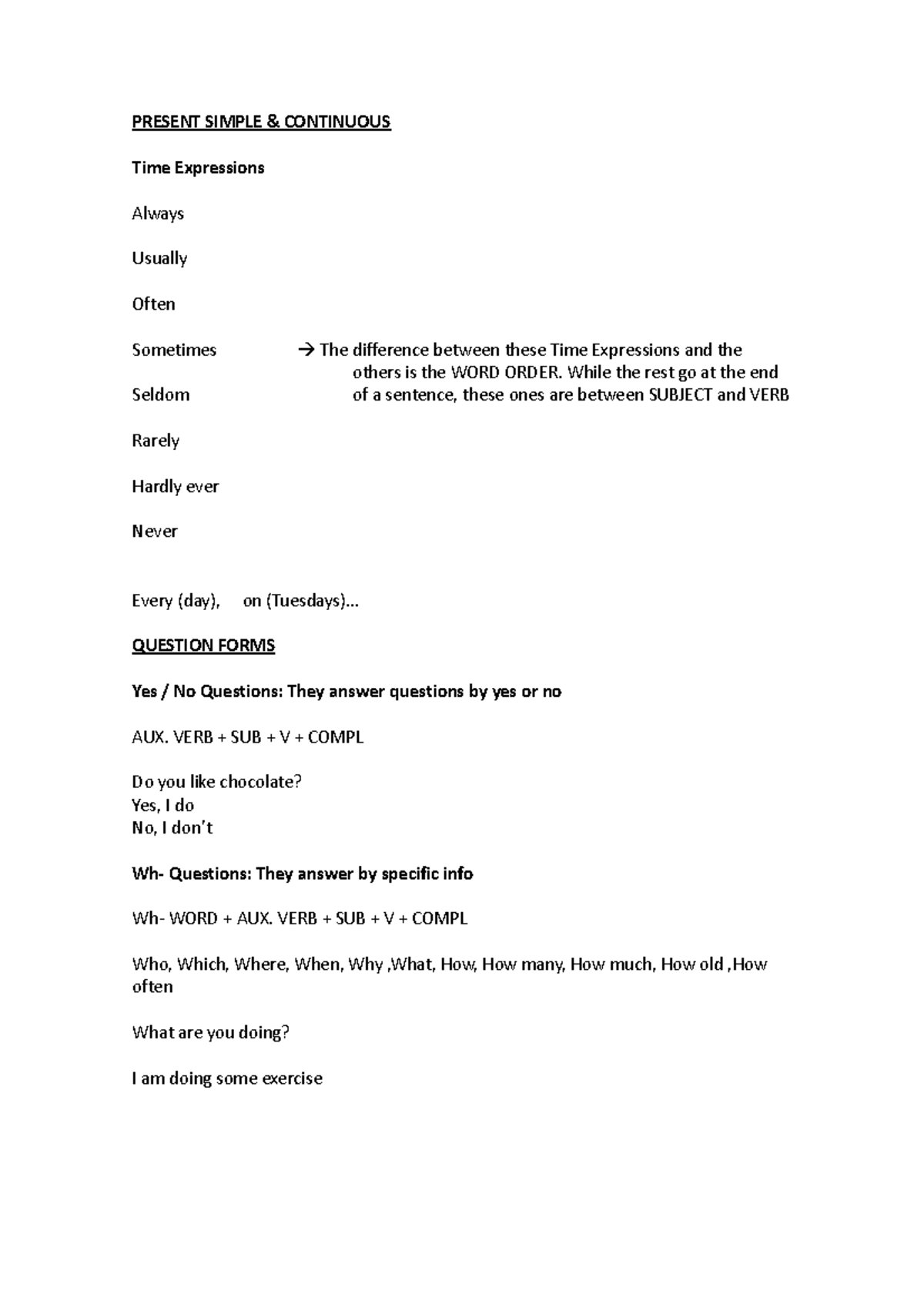 Present TIME Expressions(1) - PRESENT SIMPLE & CONTINUOUS Time ...