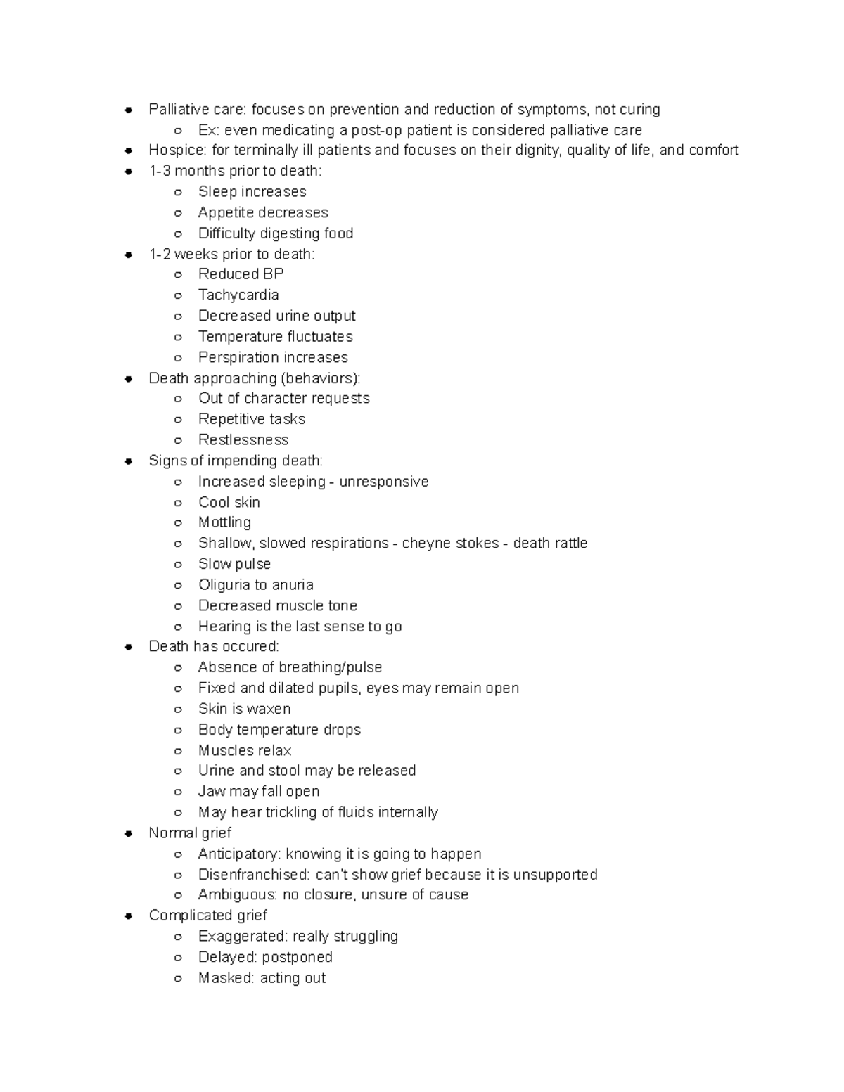 Foundations - End of Life Study Guide - Palliative care: focuses on ...