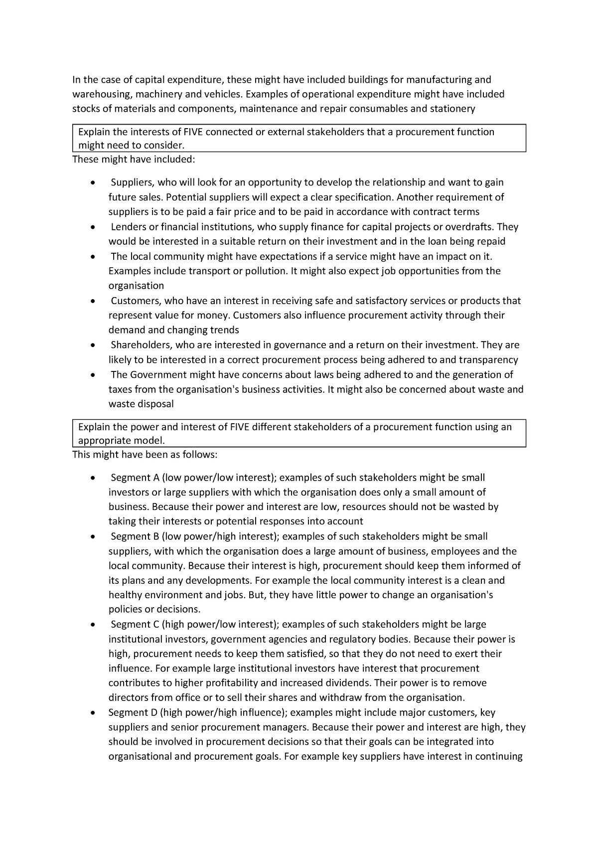 L4M1 Notes-5-6 - external stakeholders that procurement functions may ...