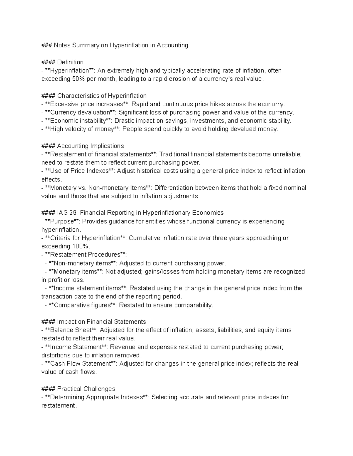 Hyperinflation notes - nkjcsc nca cna k - Notes Summary on ...
