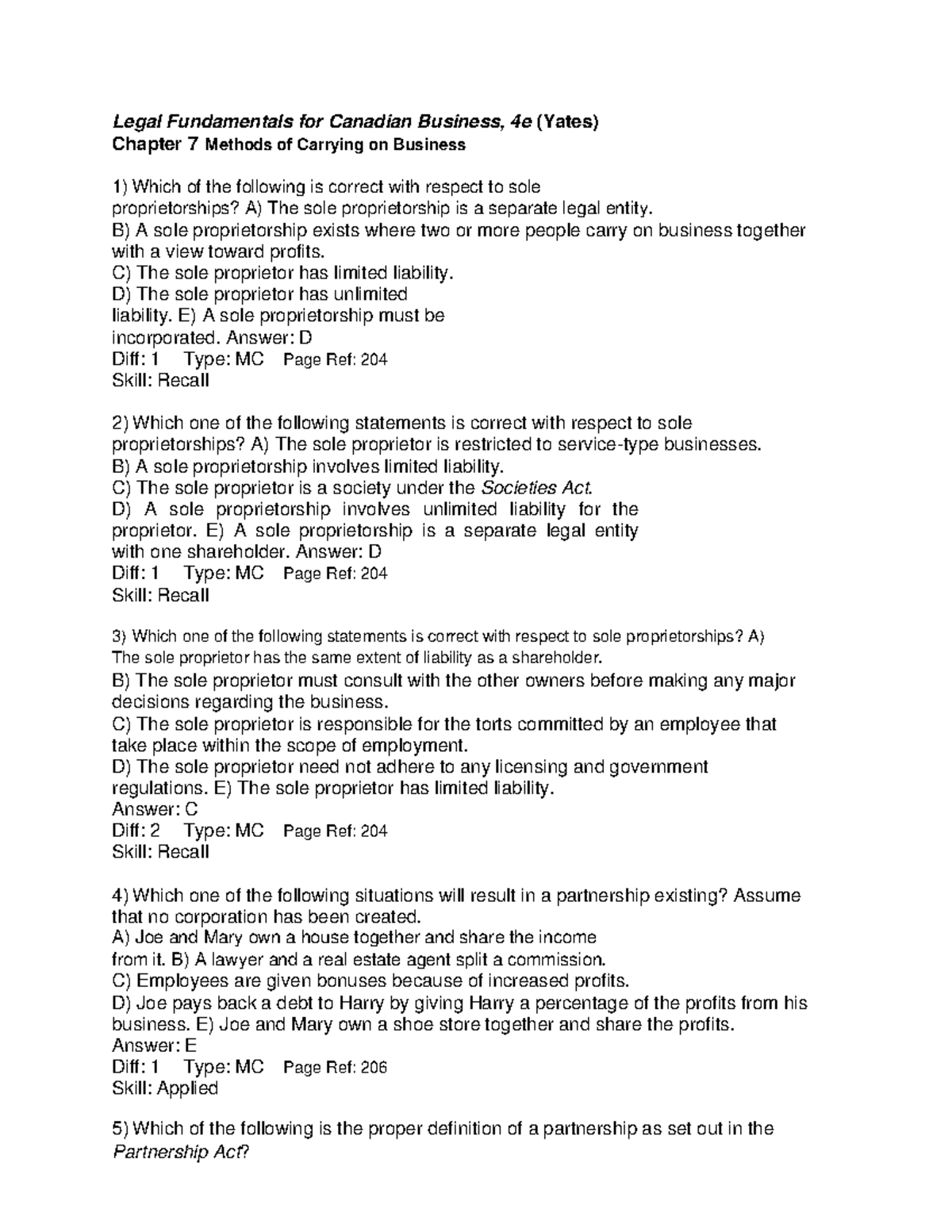 Chapter 7 - Lecture Notes 7 - Legal Fundamentals For Canadian Business ...