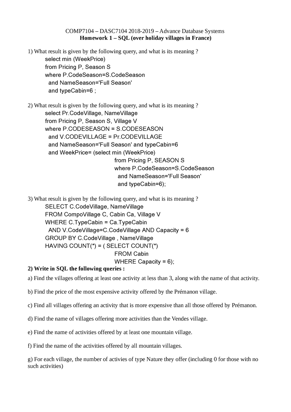 Hw1 Sql Exercise Studocu