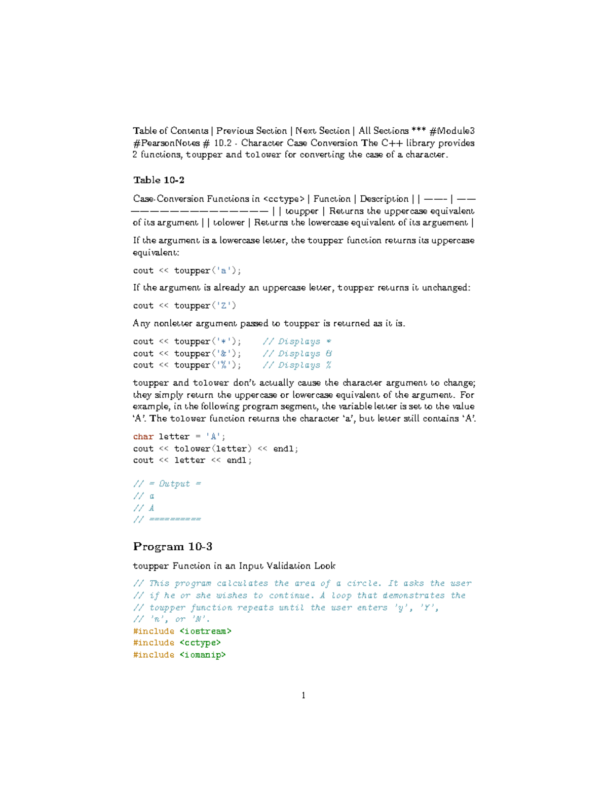 Chapter 10 and 11 - All Notes C++ - Table of Contents | Previous ...