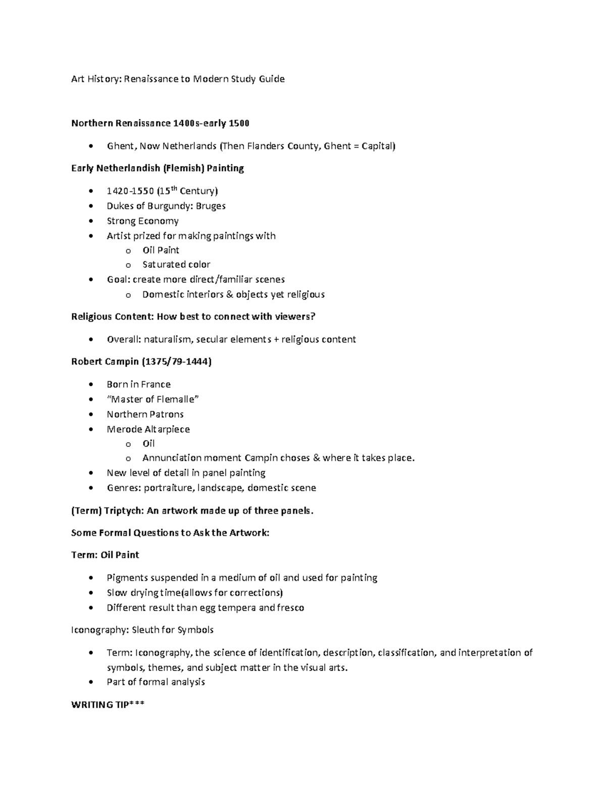 Art History Study Guide 2 Art History Renaissance to Modern Study