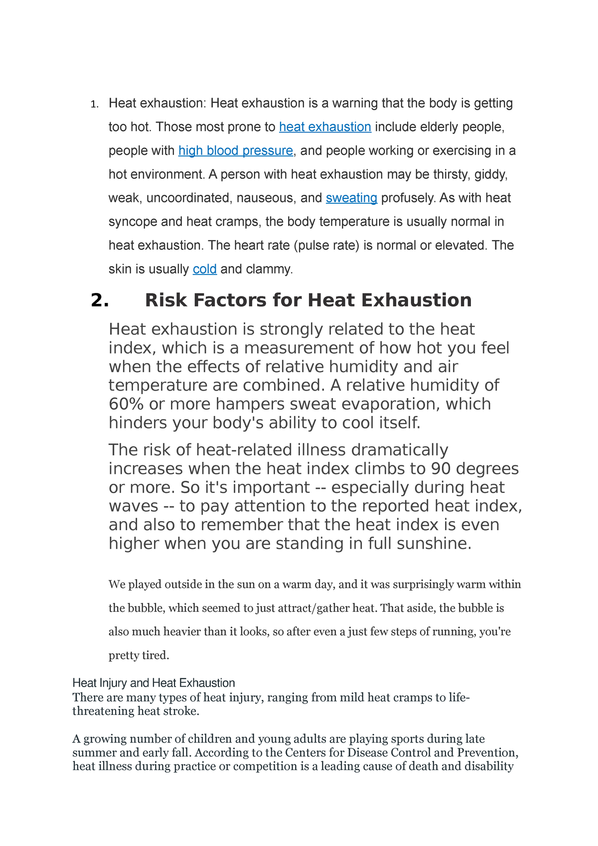 heat exhaustion case study