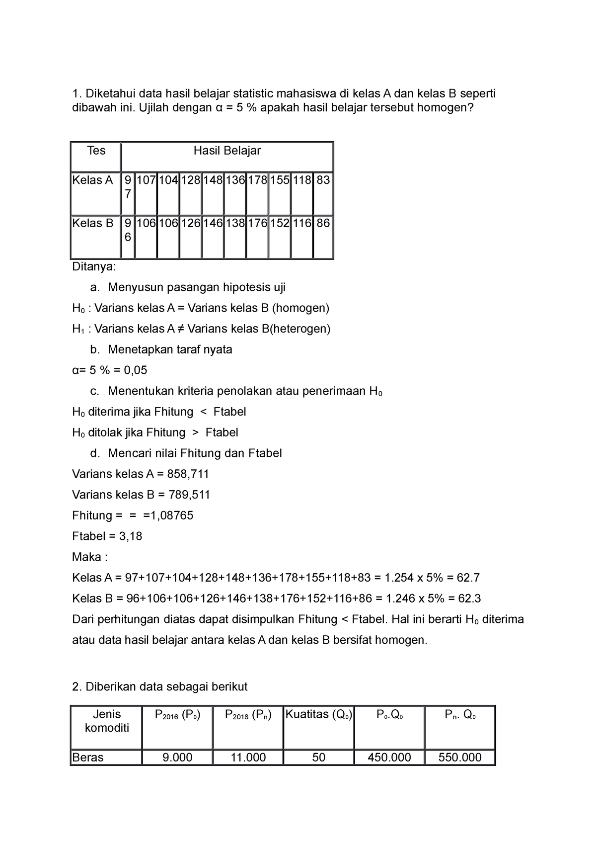 Diskusi 8 Statistika - ... - Diketahui Data Hasil Belajar Statistic ...