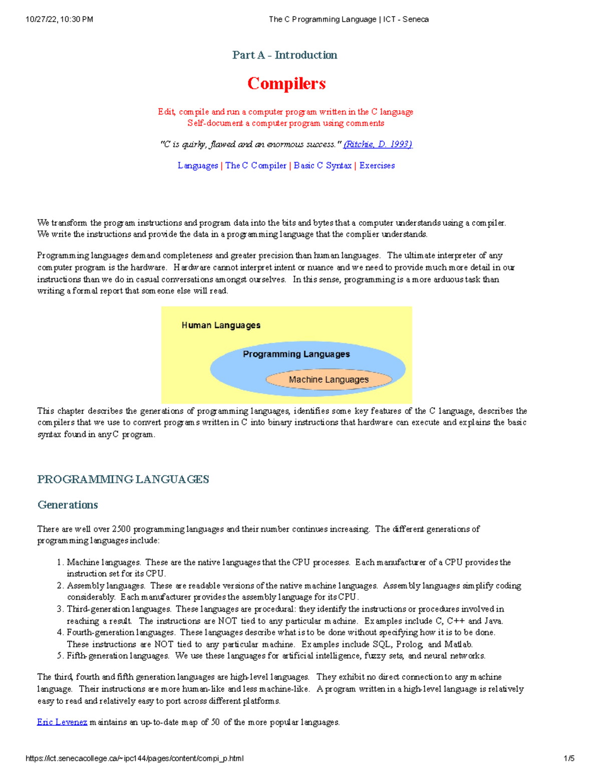 The C Programming Language ICT Compilers - Seneca - 10/27/22, 10:30 PM ...