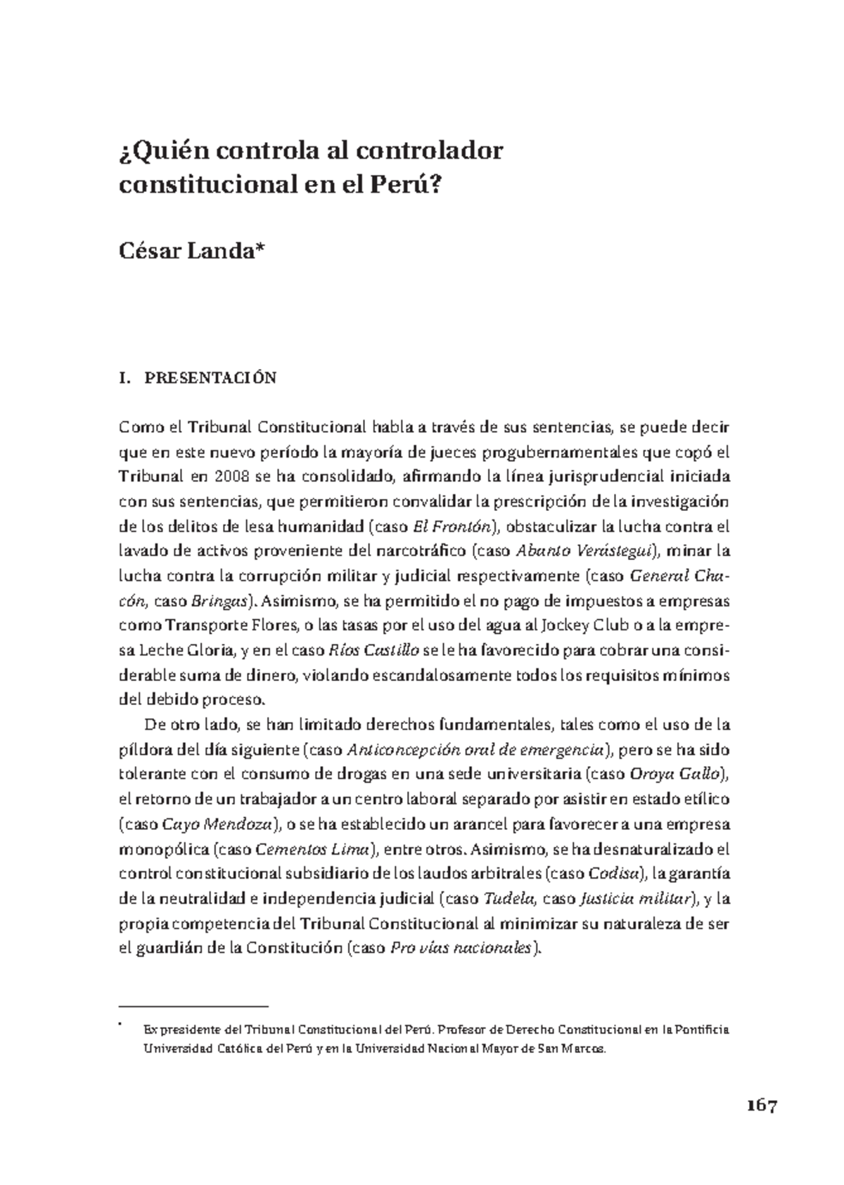 Landa Quien controla al controlador constitucional en el Perú - ¿Quién ...
