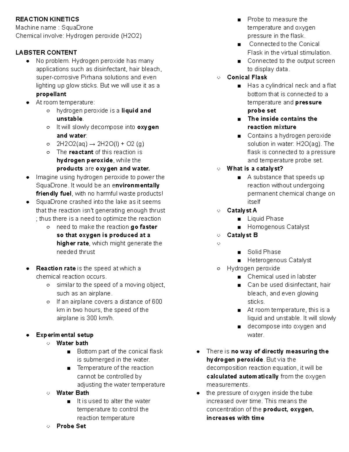 Reaction Kinetics Labster Notes - REACTION KINETICS Machine name ...