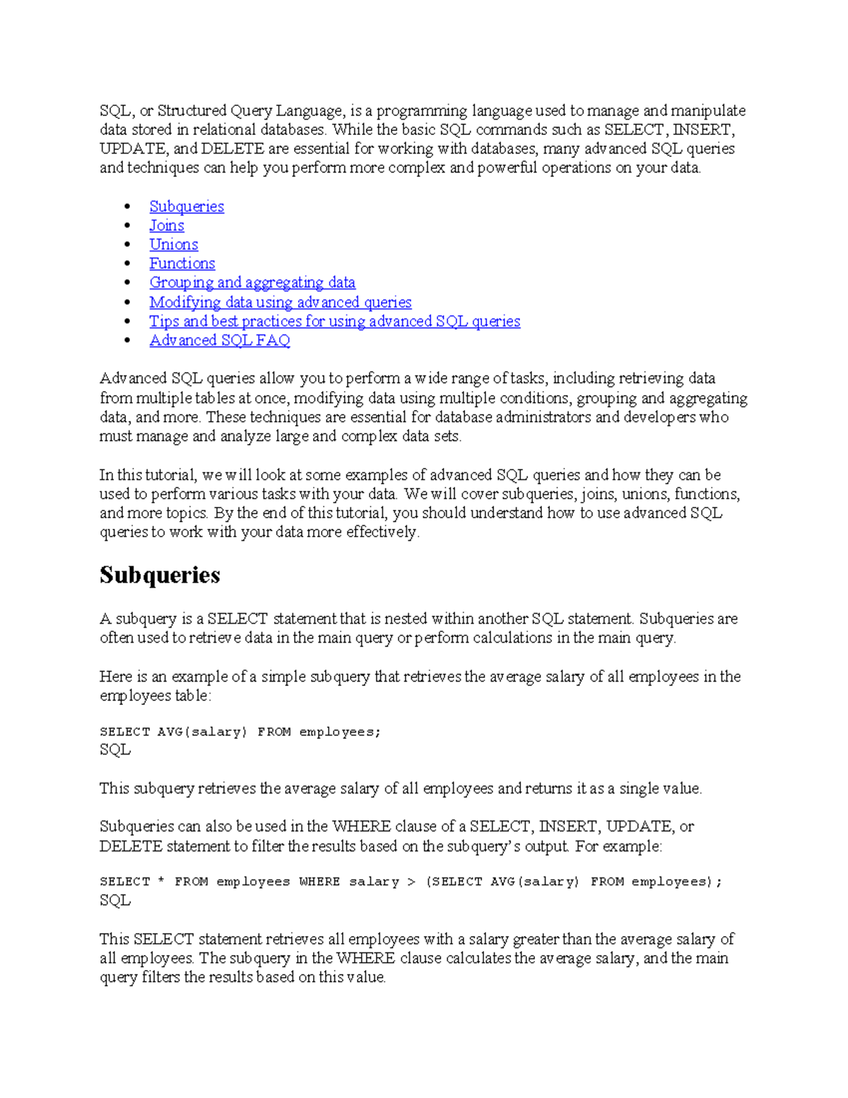 SQL - tnxs - SQL, or Structured Query Language, is a programming ...