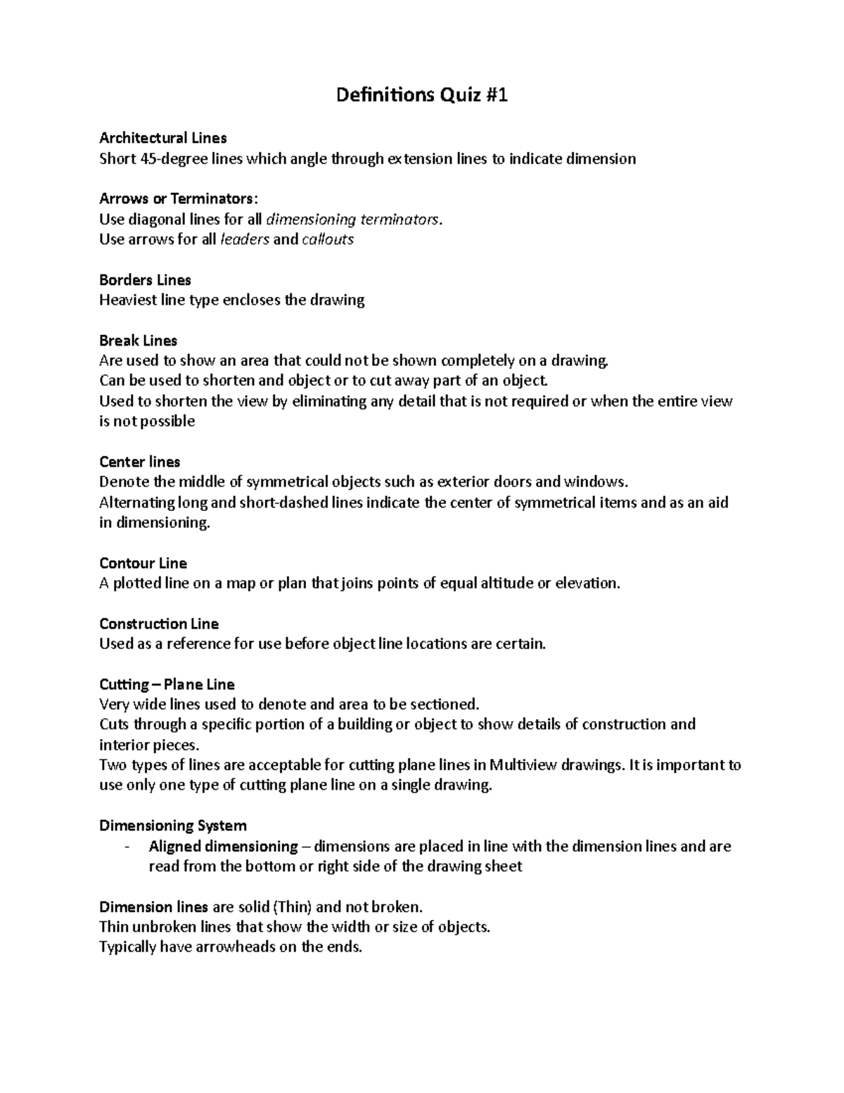 Definitions 1 Quiz definition architectural drawing real estate Definitions Quiz Studocu