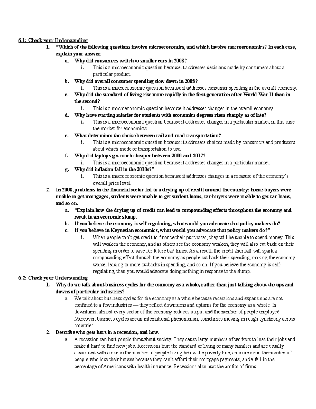 Econ Final Study Guide - 6: Check your Understanding 1. “Which of the ...