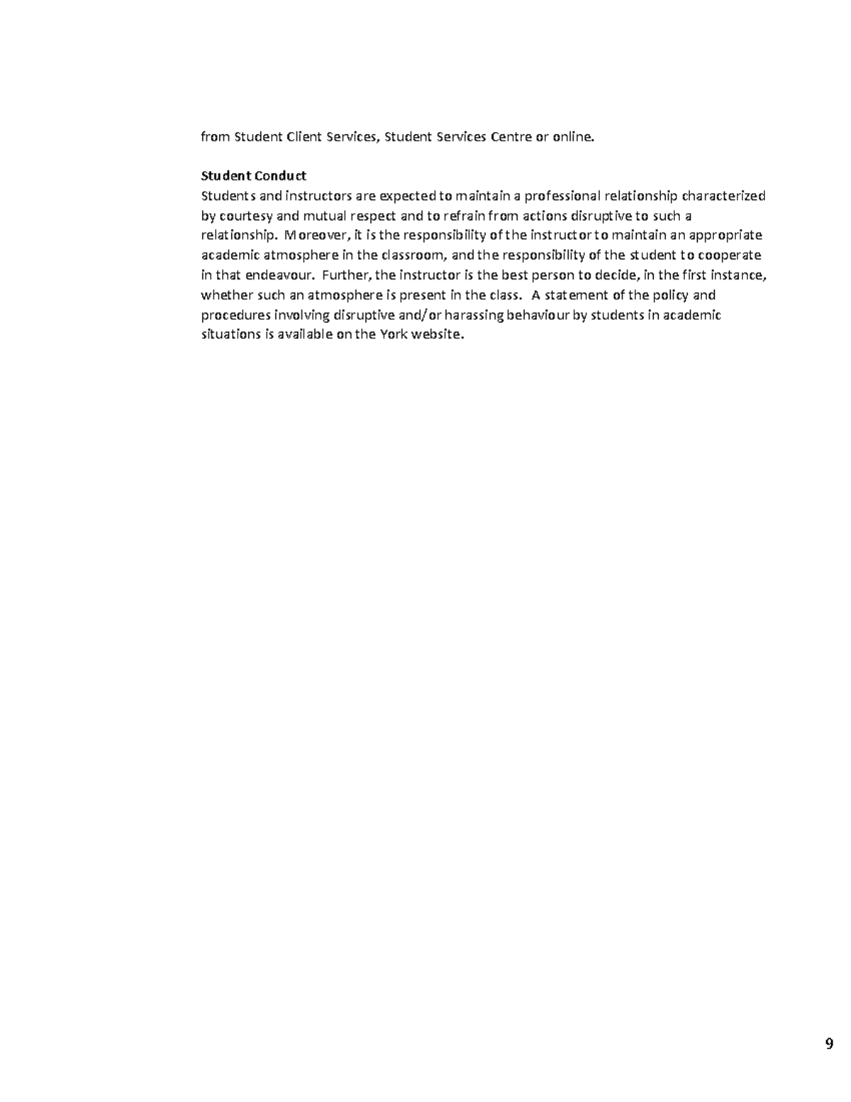 Student conduct - 9 from Student Client Services, Student Services ...