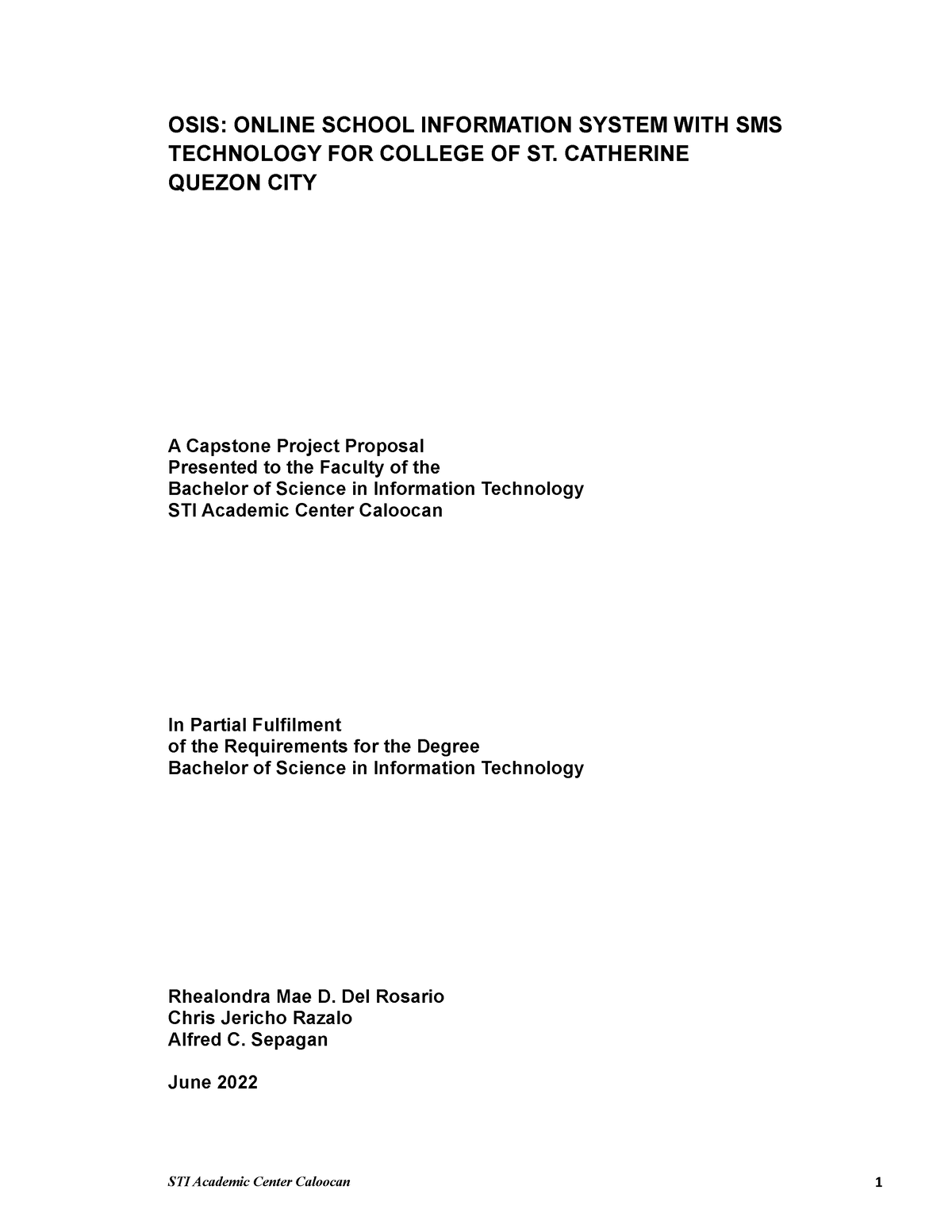 capstone project title proposal for information technology