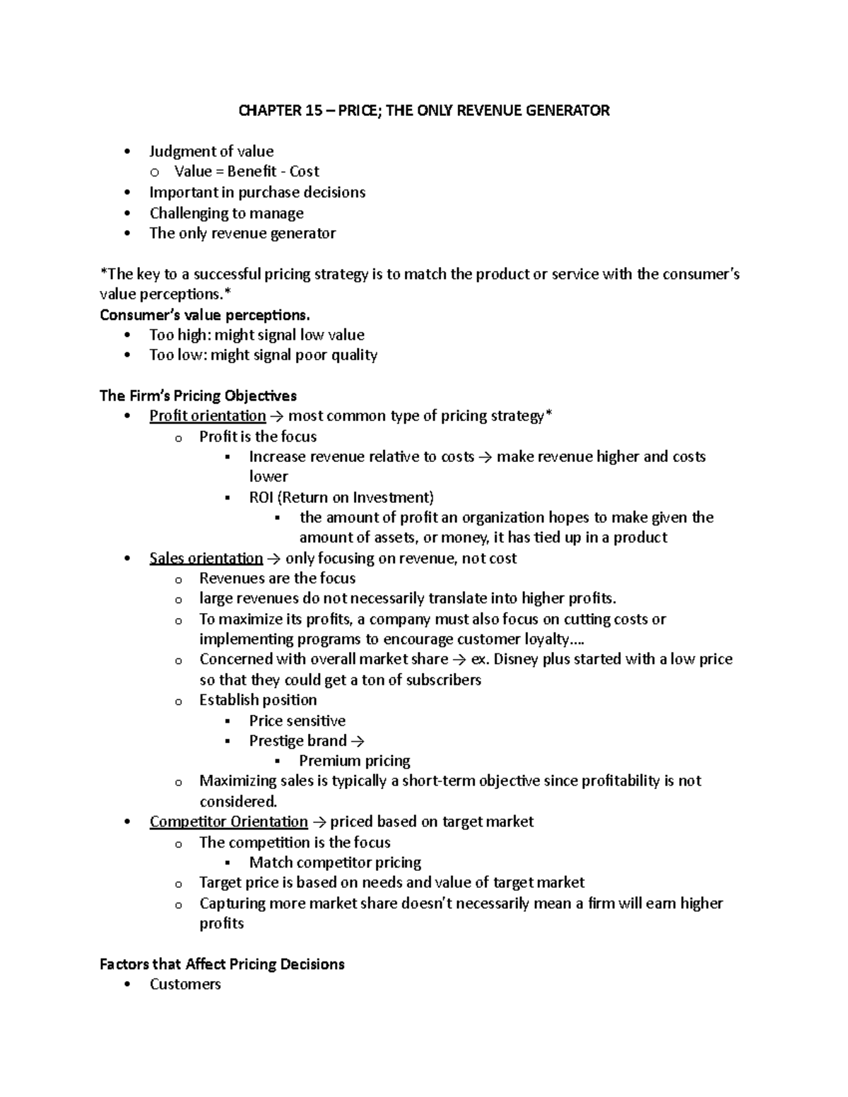 Chapter 15 – Price; THE ONLY Revenue Generator - CHAPTER 15 – PRICE ...