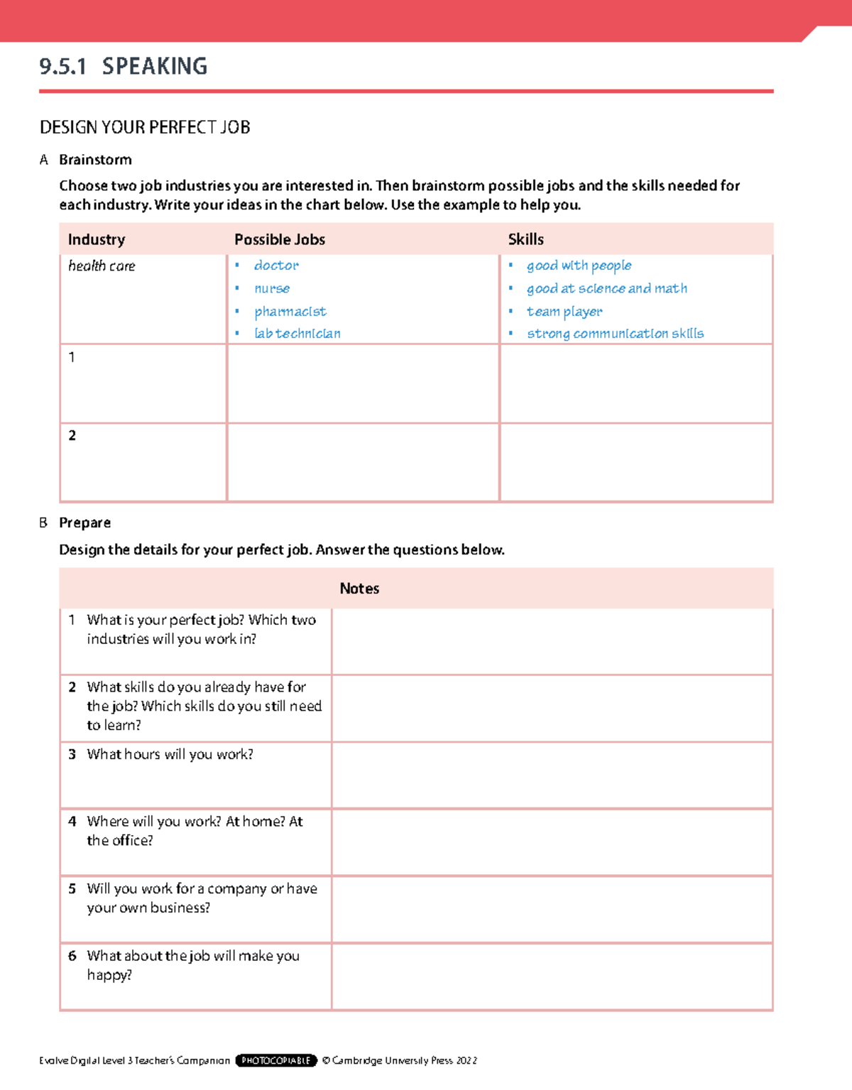 Evolve Digital Level 3 Worksheets 9 - DESIGN YOUR PERFECT JOB A ...