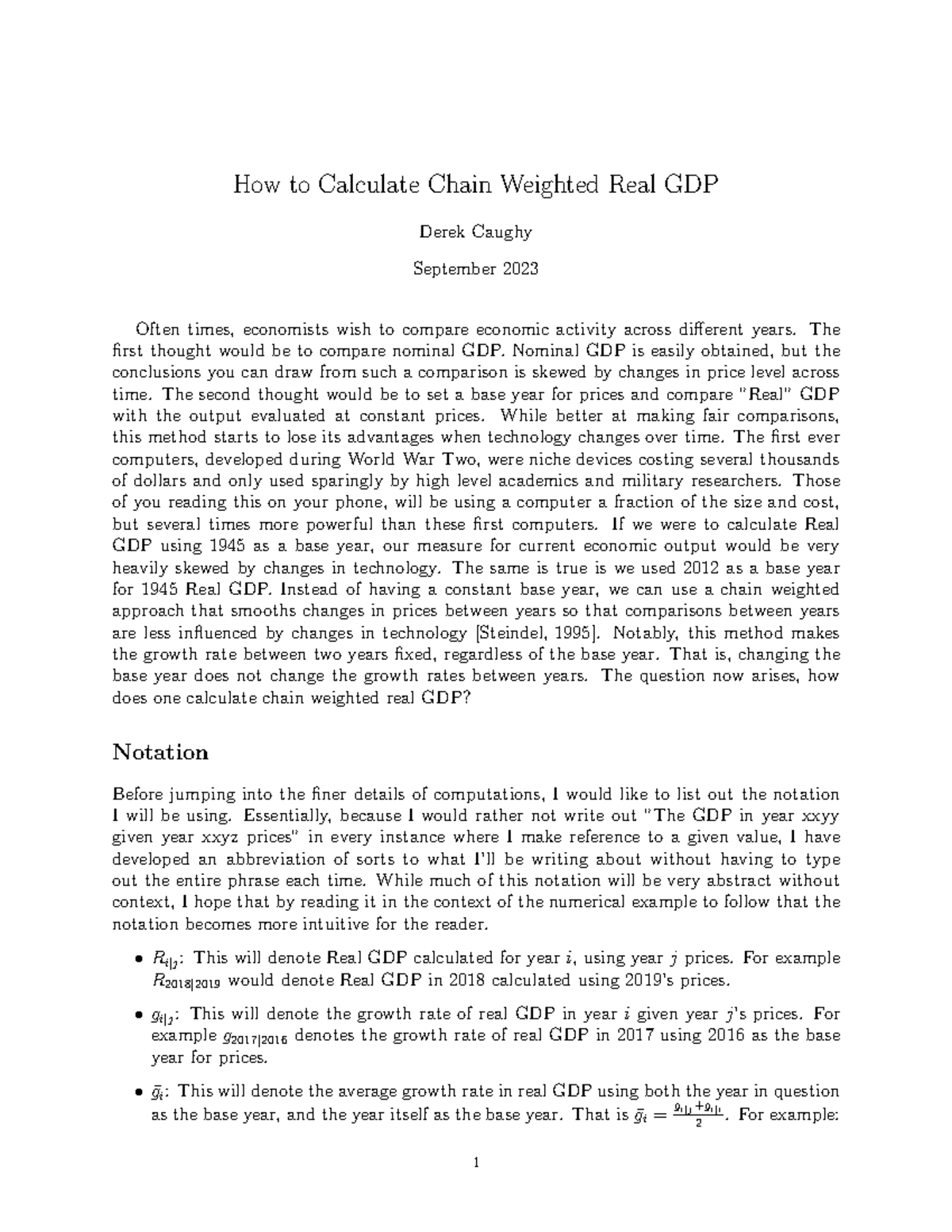 Calculating Chain Weighted Real GDP - How to Calculate Chain Weighted ...